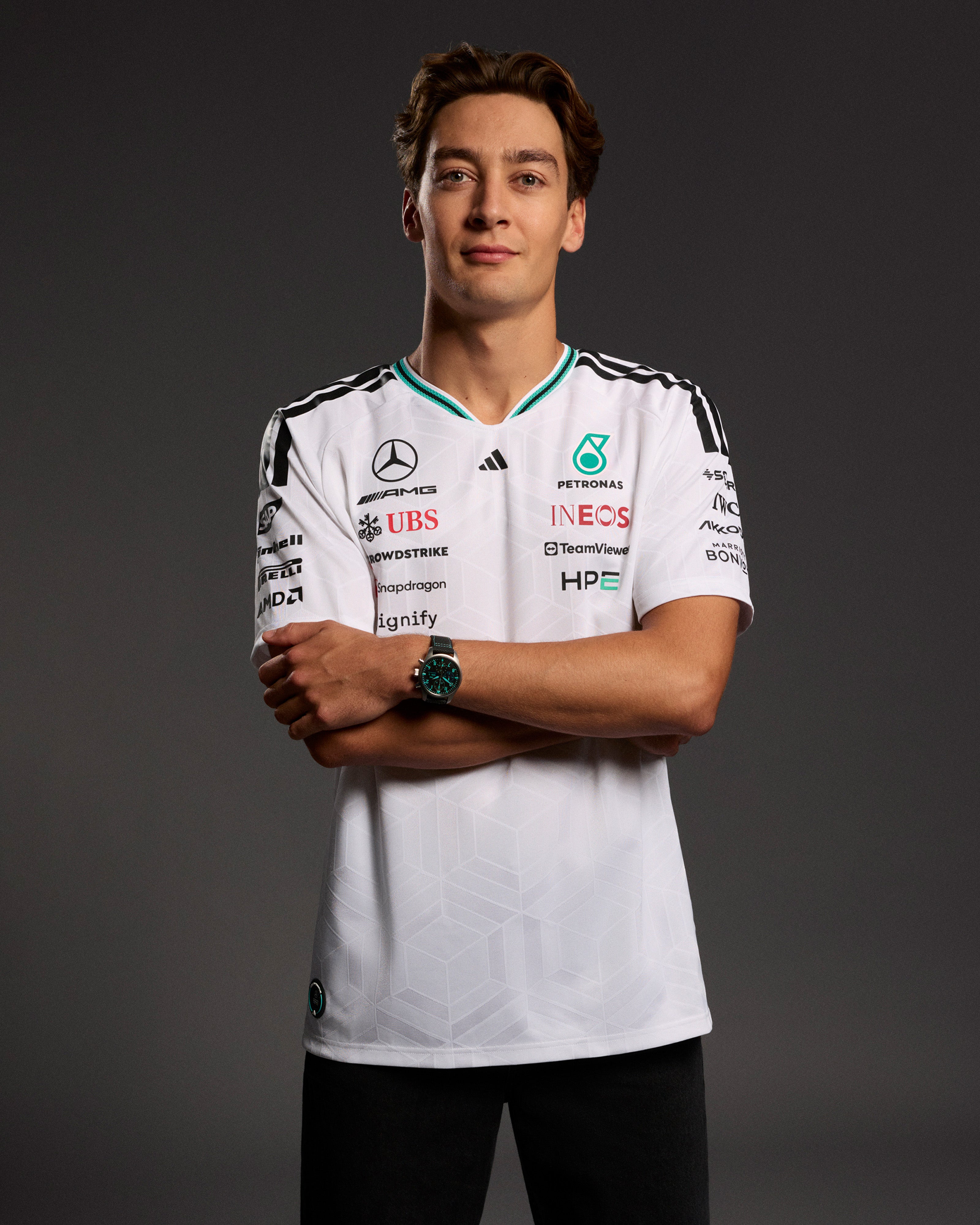 Mens 2026 Authentic Driver Tee – White | Official Mercedes-AMG