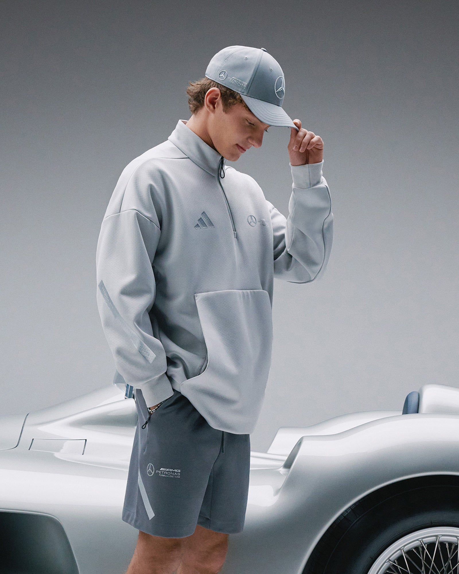 Mens Silver Arrows Quarter Zip Grey