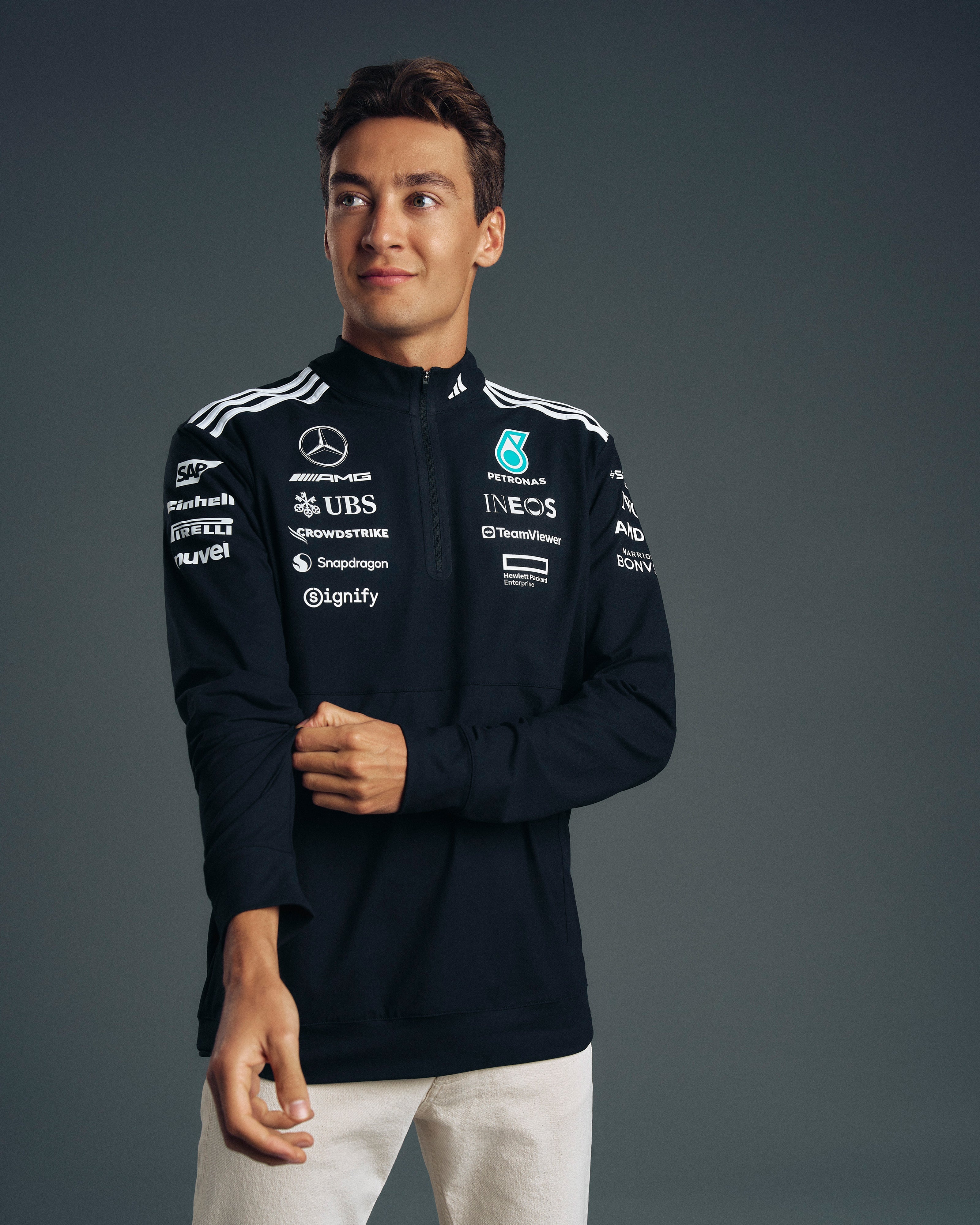 Mens 2025 Team Quarter Zip Black | Official Mercedes-AMG