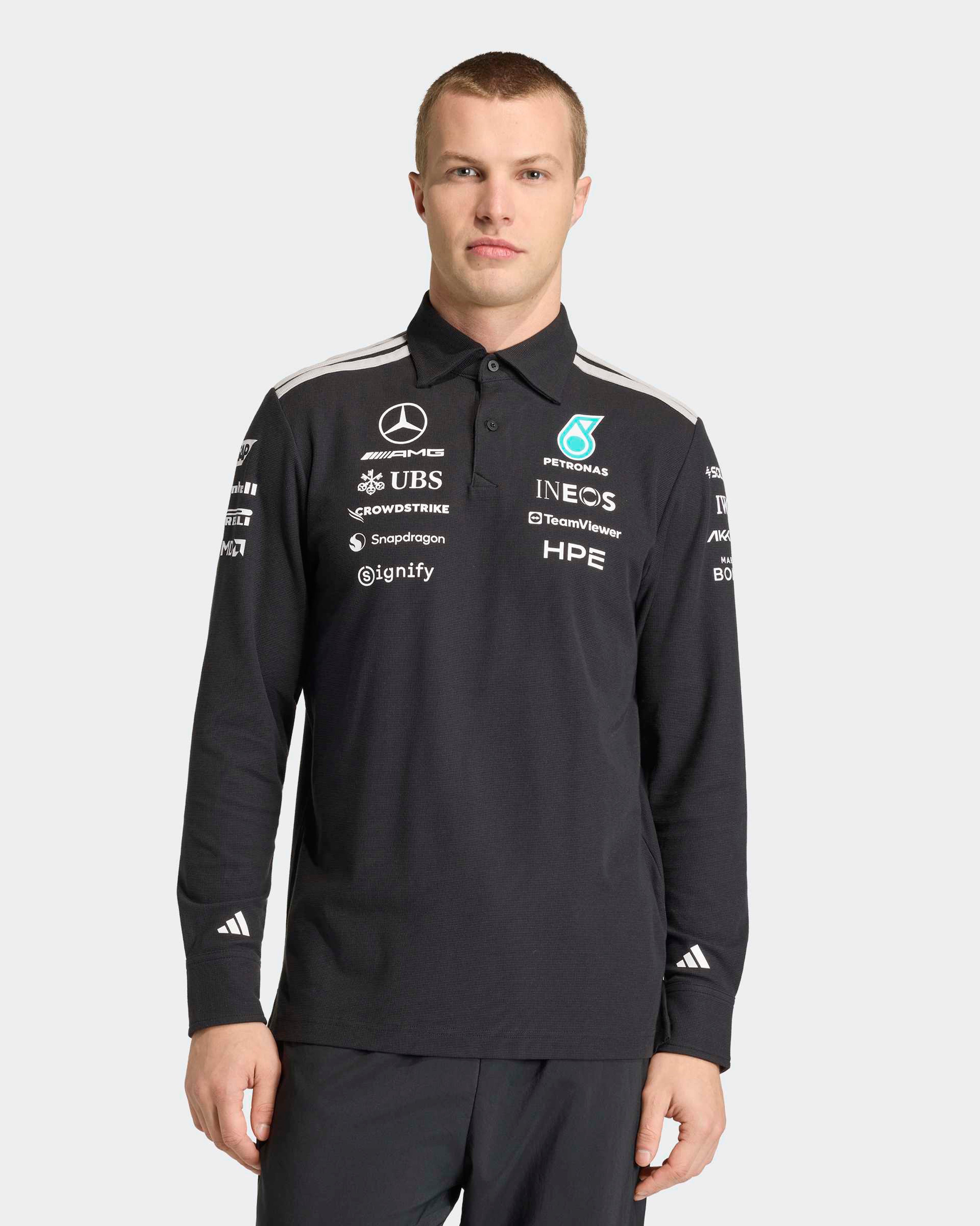 Official Mercedes-AMG PETRONAS F1 Team Men's 2026 Long-Sleeve Polo