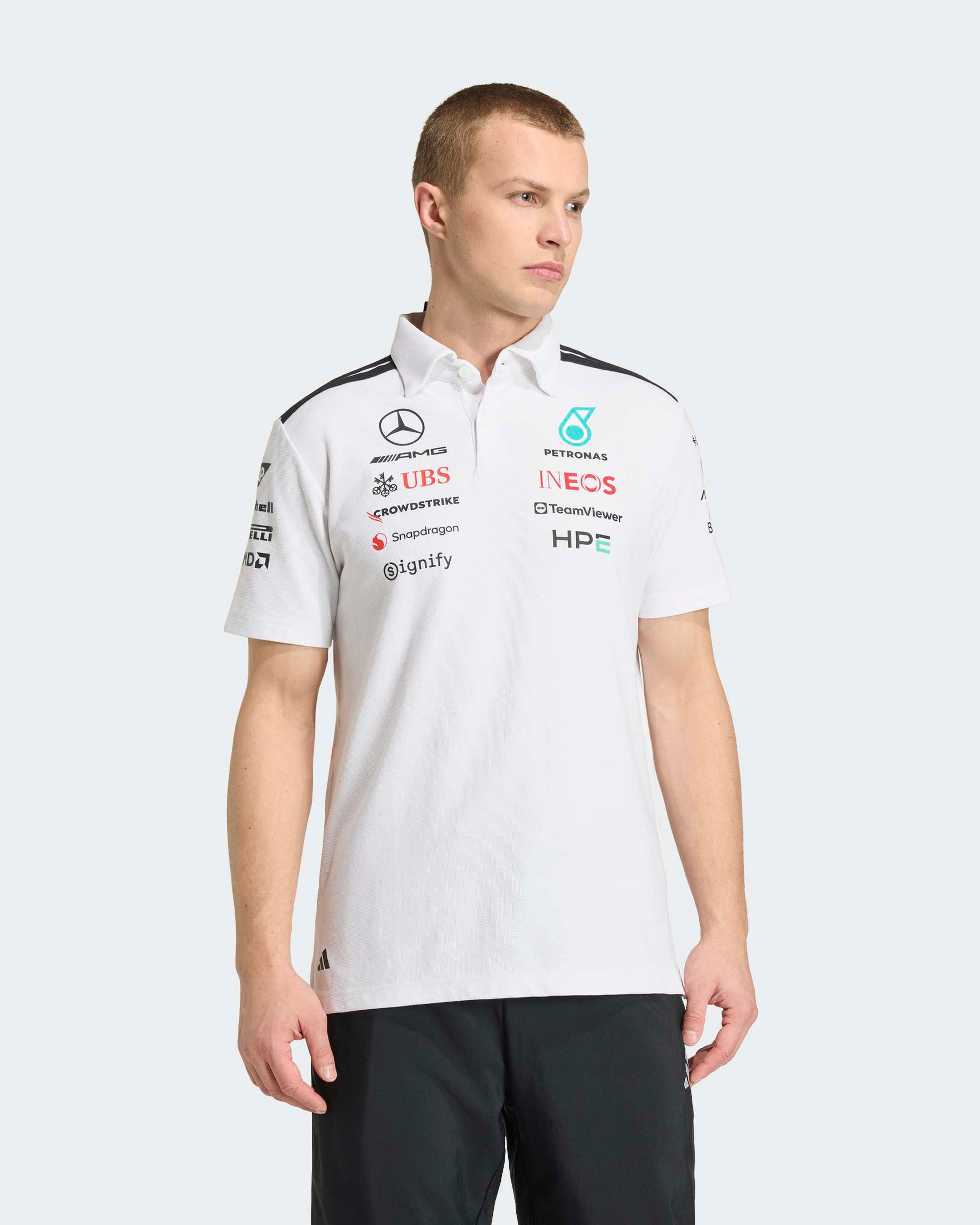 Official Men's 2026 Team Polo Shirt - White | Mercedes-AMG