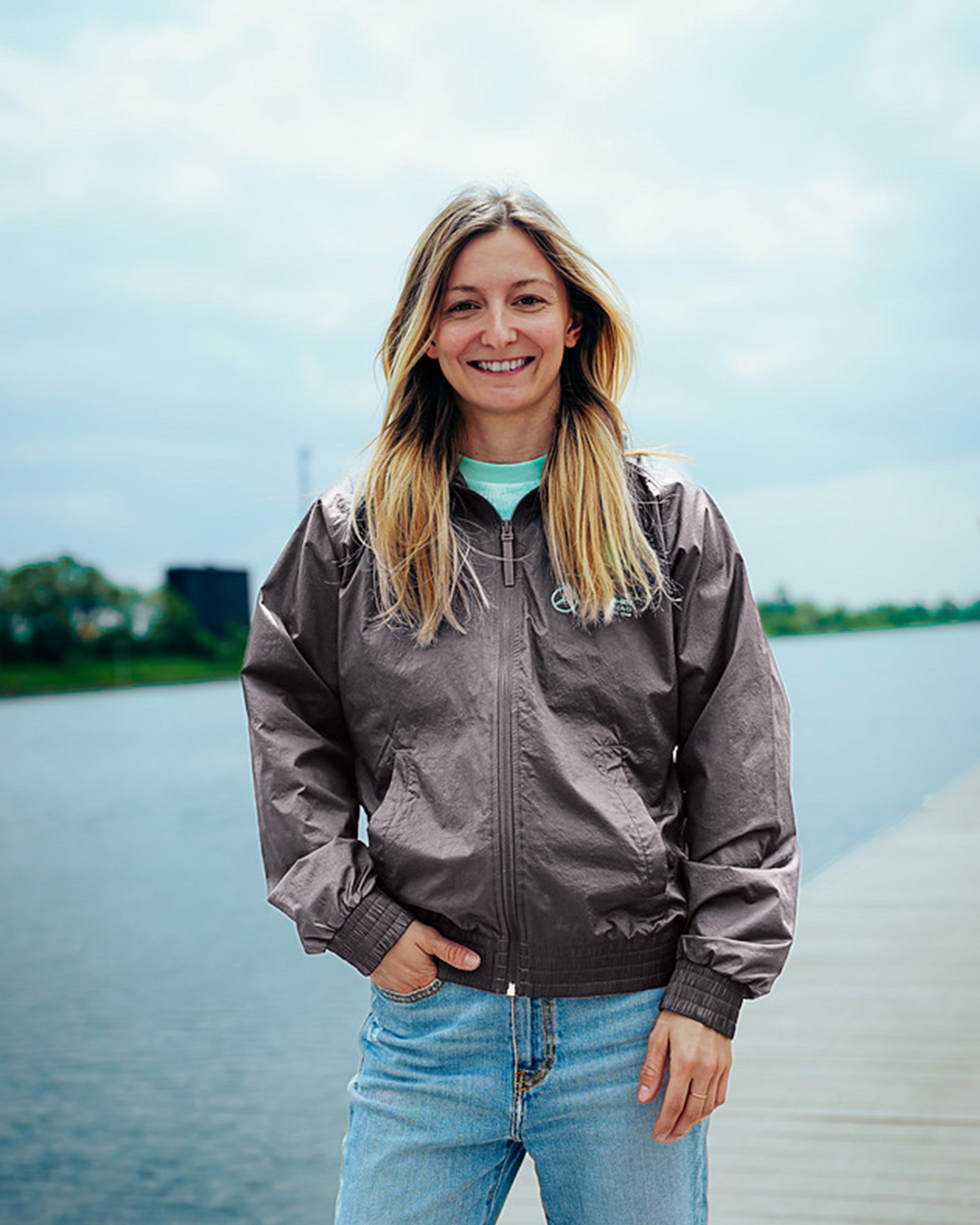 Womens Premium Woven Track Top Grey