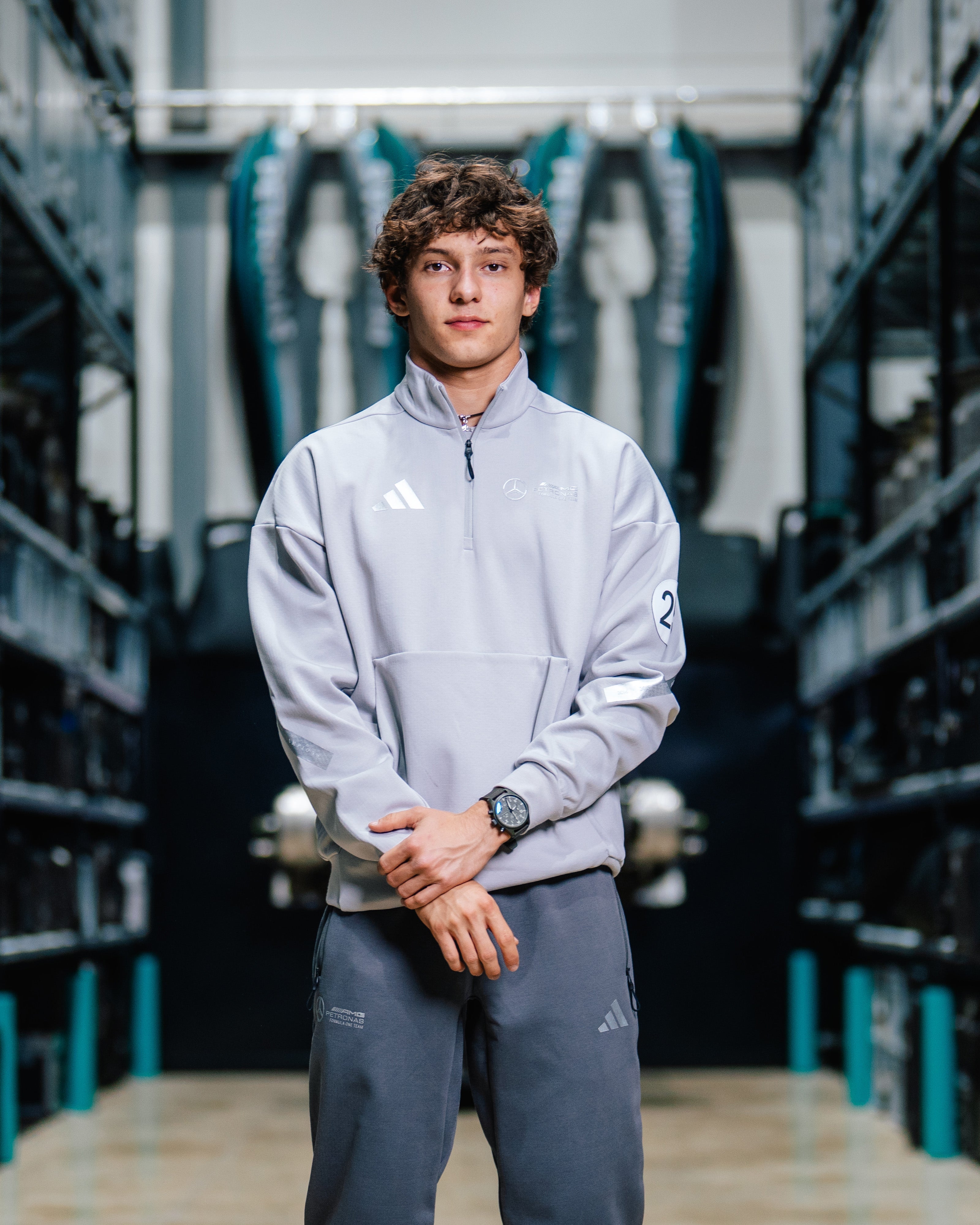 Mens Silver Arrows Quarter Zip Grey | Official Mercedes-AMG