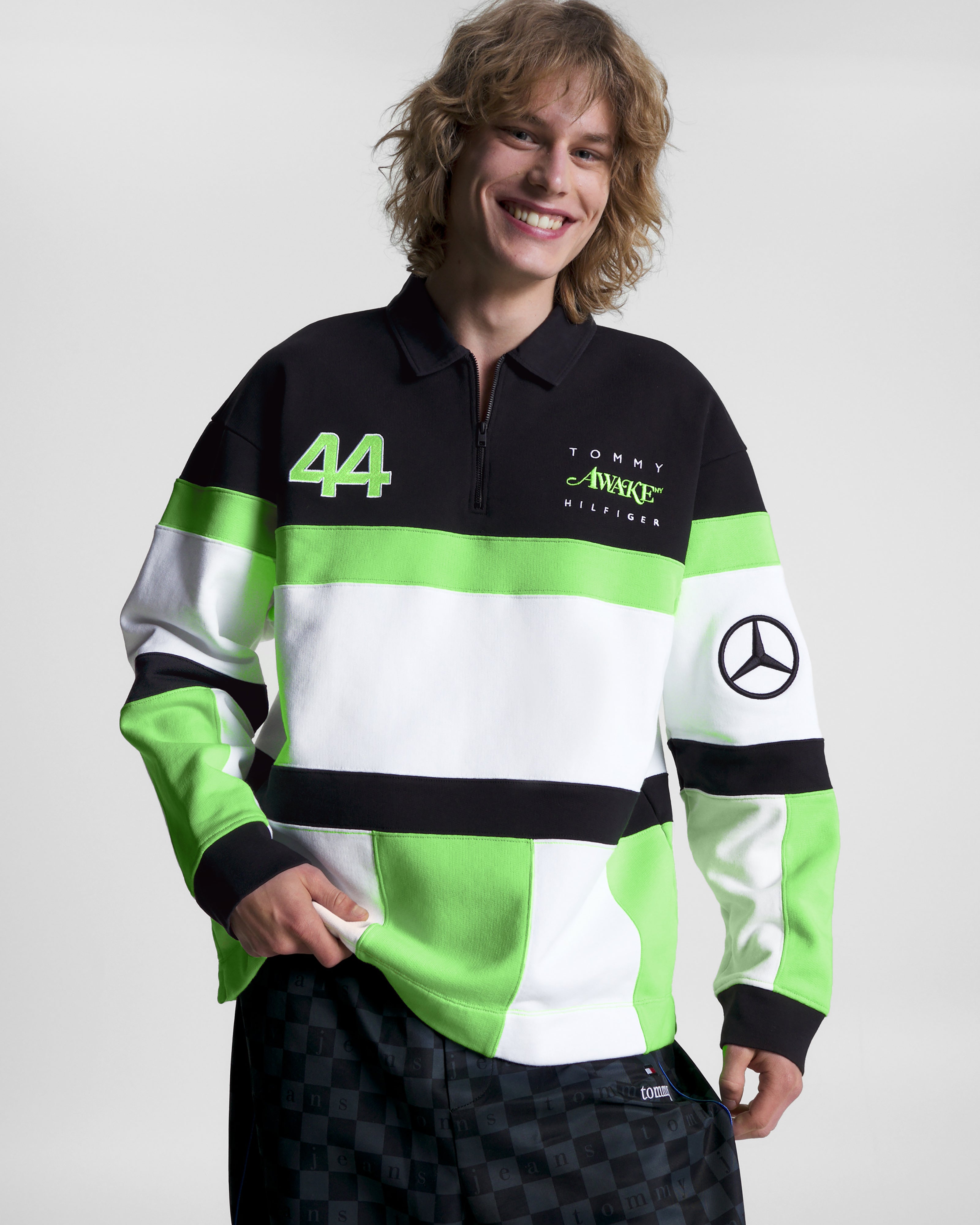 Tommy x Mercedes-AMG F1 x Awake NY Rugby Jersey White Official Mercedes-AMG PETRONAS F1 Team Store