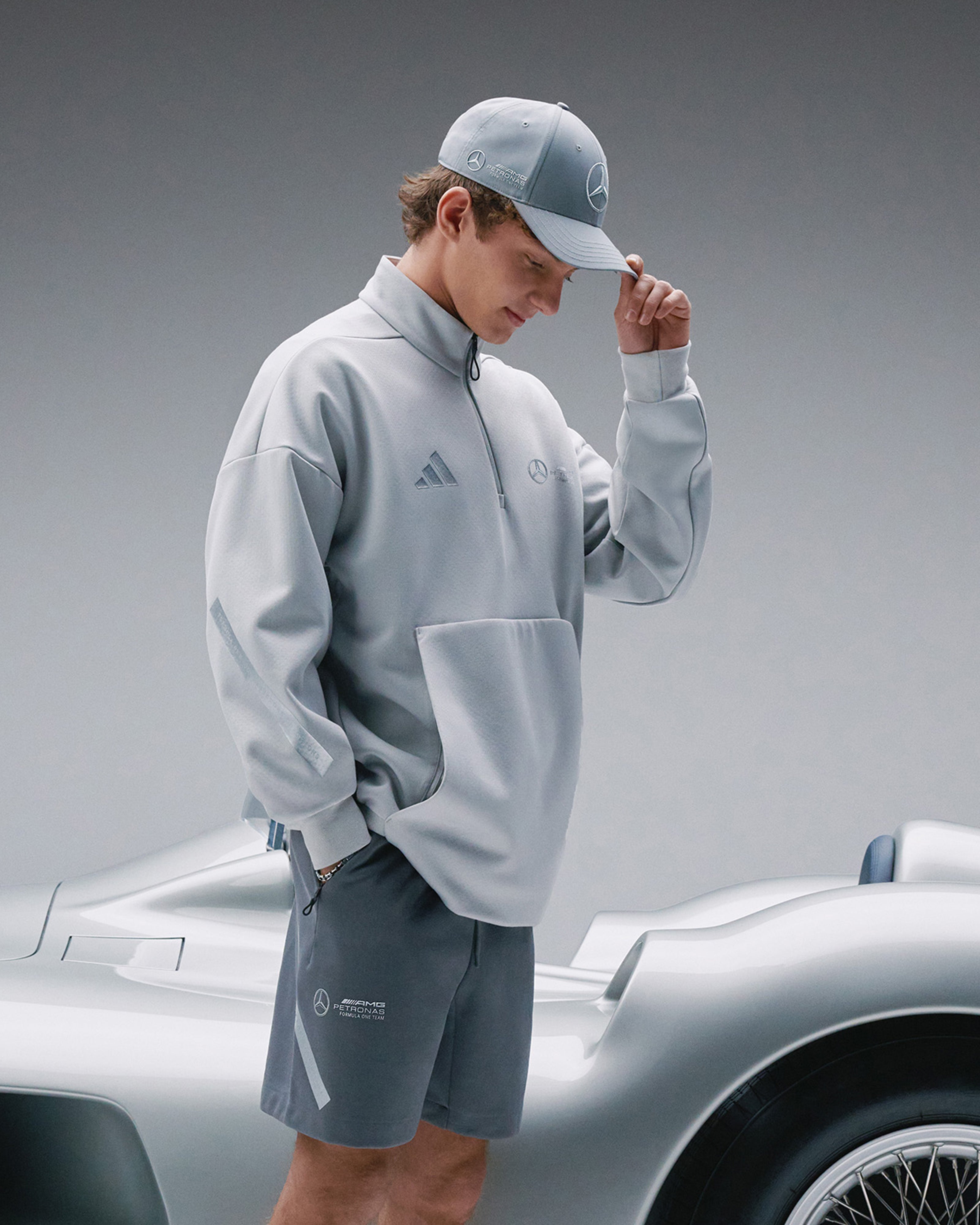 Mens Silver Arrows Quarter Zip Grey