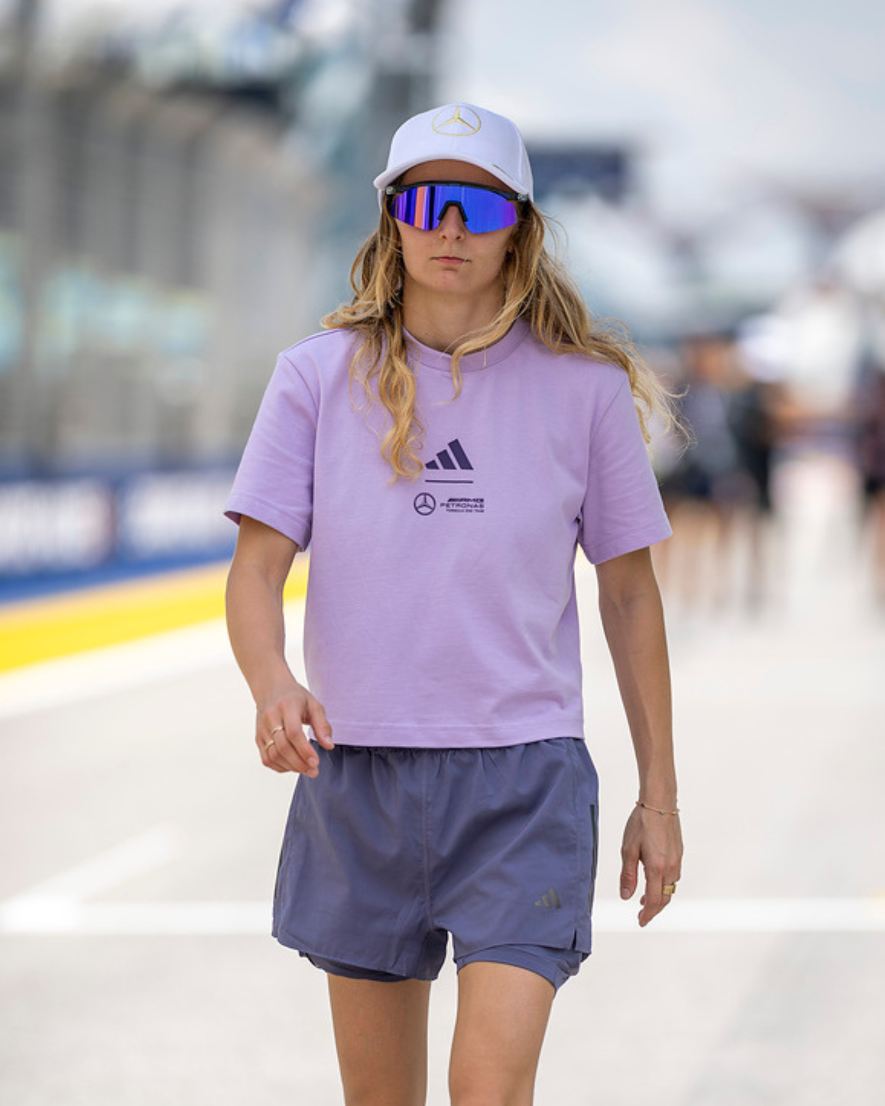 Womens Premium Woven Crop T-shirt Purple | Official Mercedes-AMG