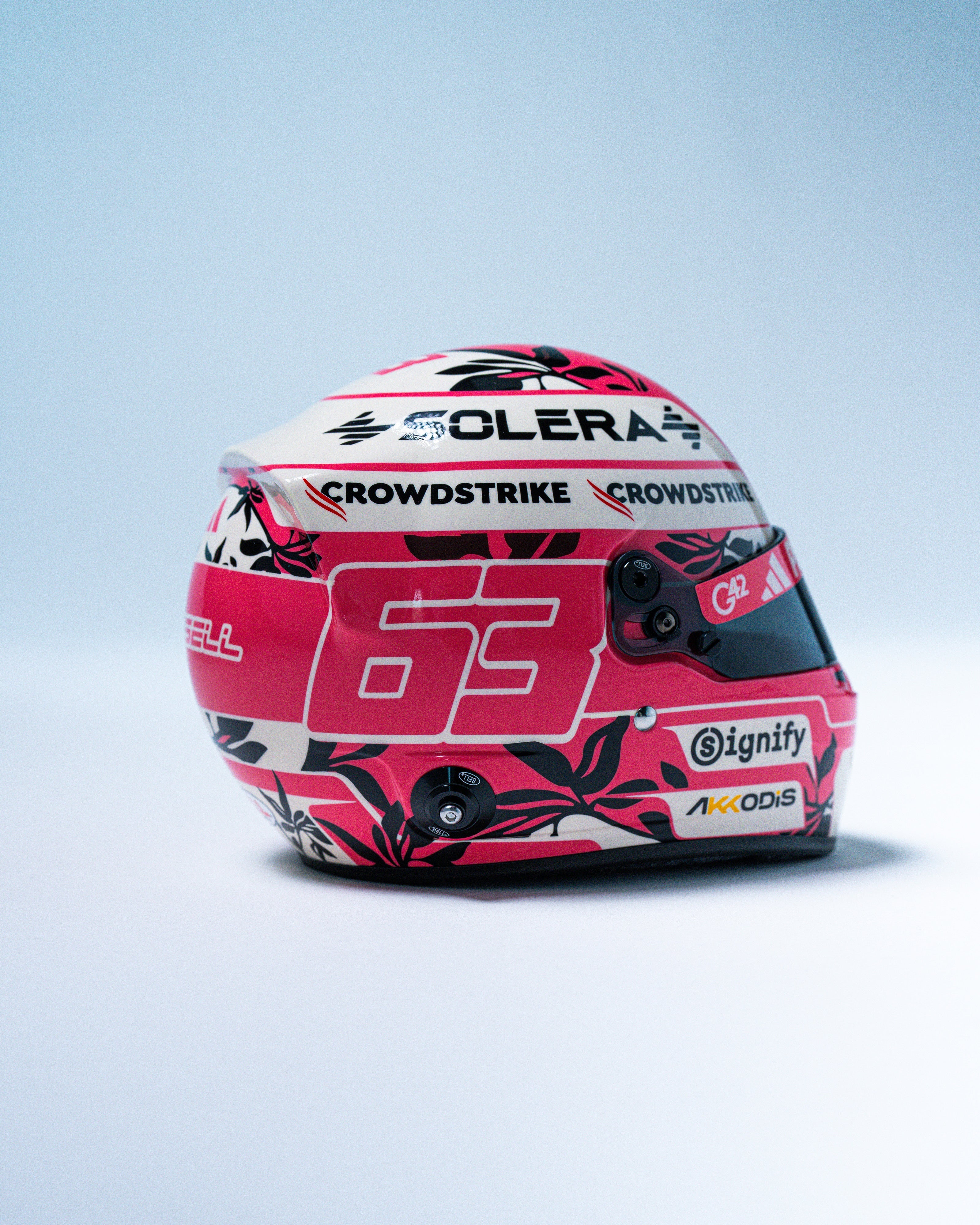 custom motorcycle helmets miami George Russell 2025 Miami Mini Bell Helmet Replica 1:2