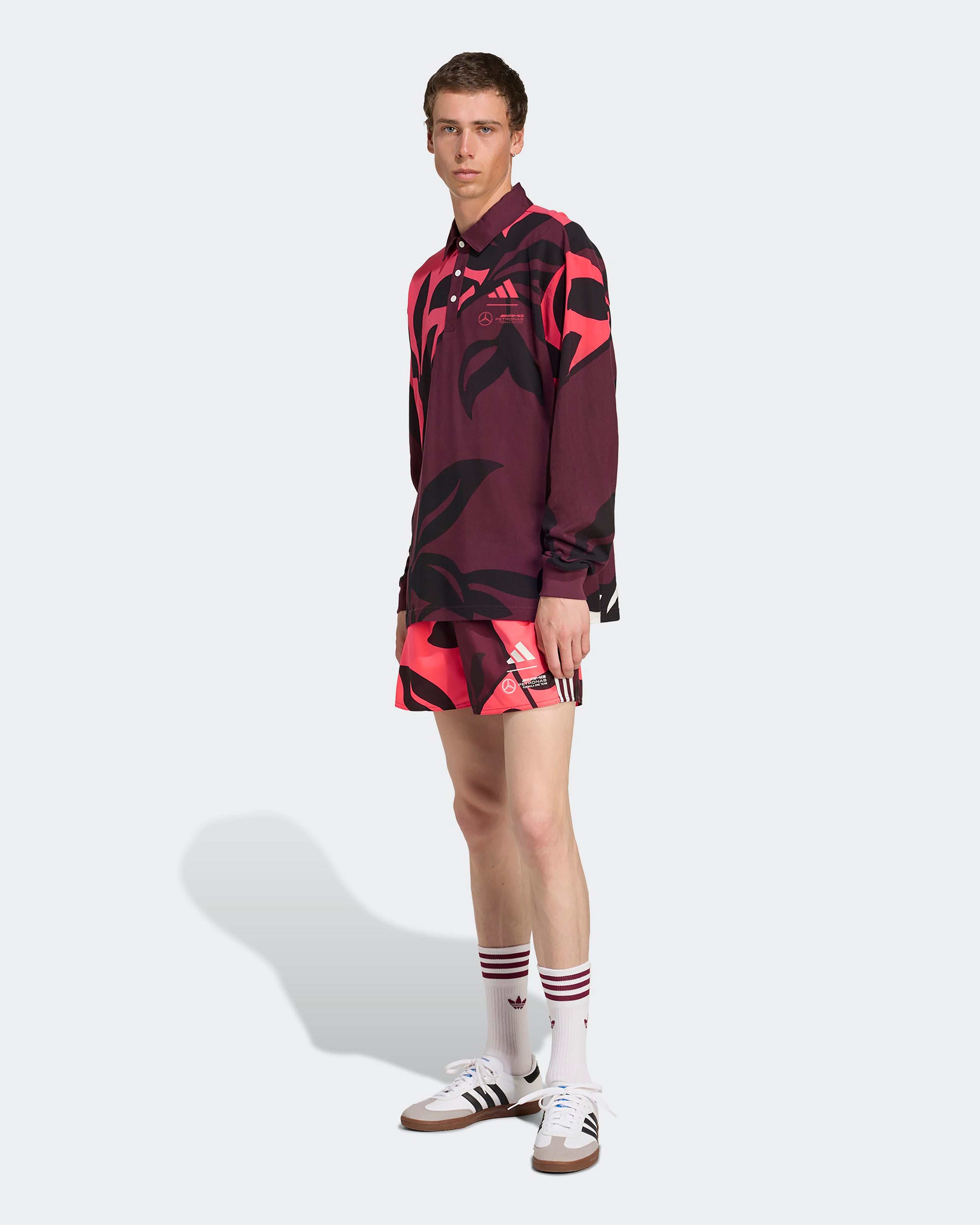 Mens Miami Long Sleeve Polo Floral | Official Mercedes-AMG