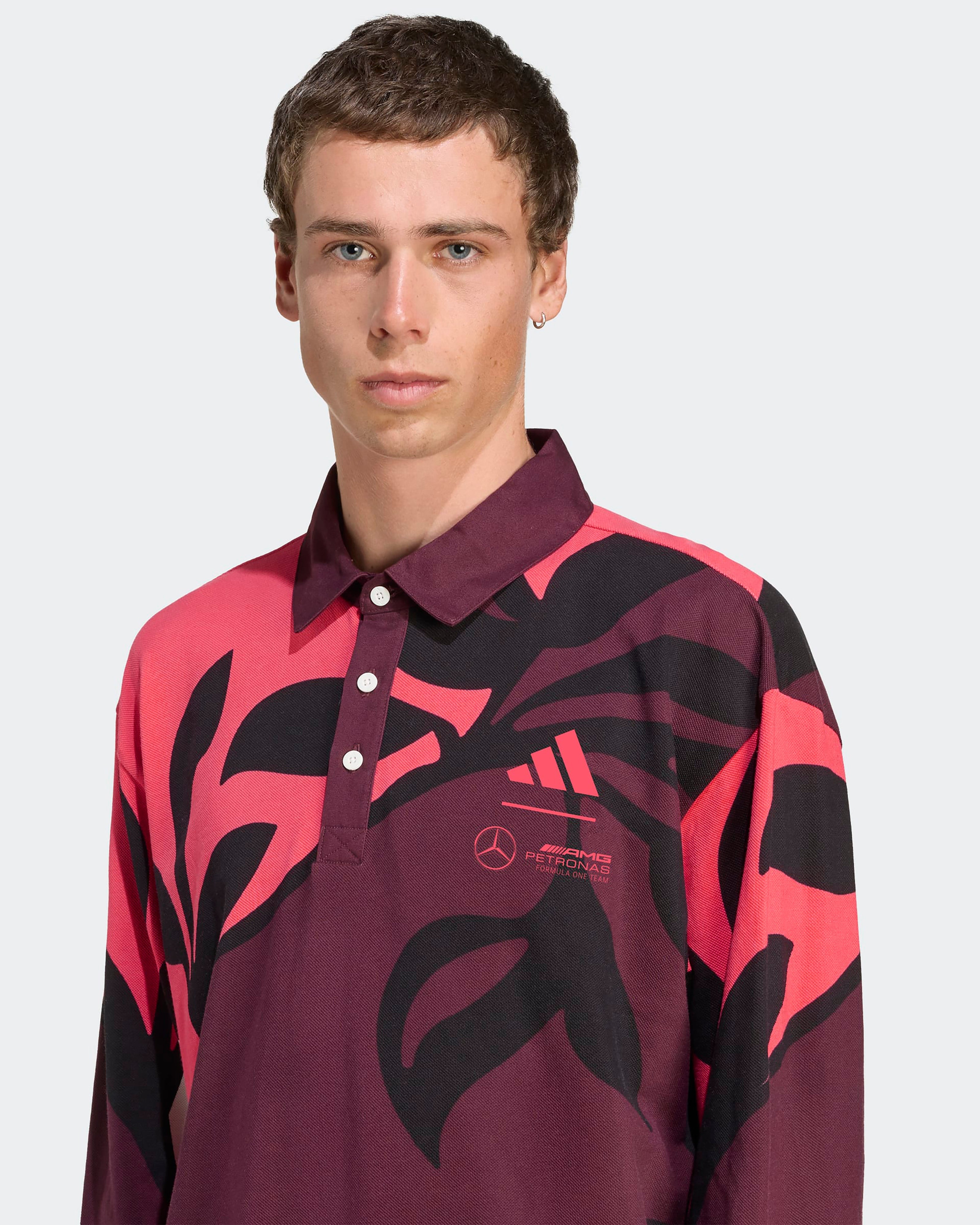 Mens Miami Long Sleeve Polo Floral | Official Mercedes-AMG
