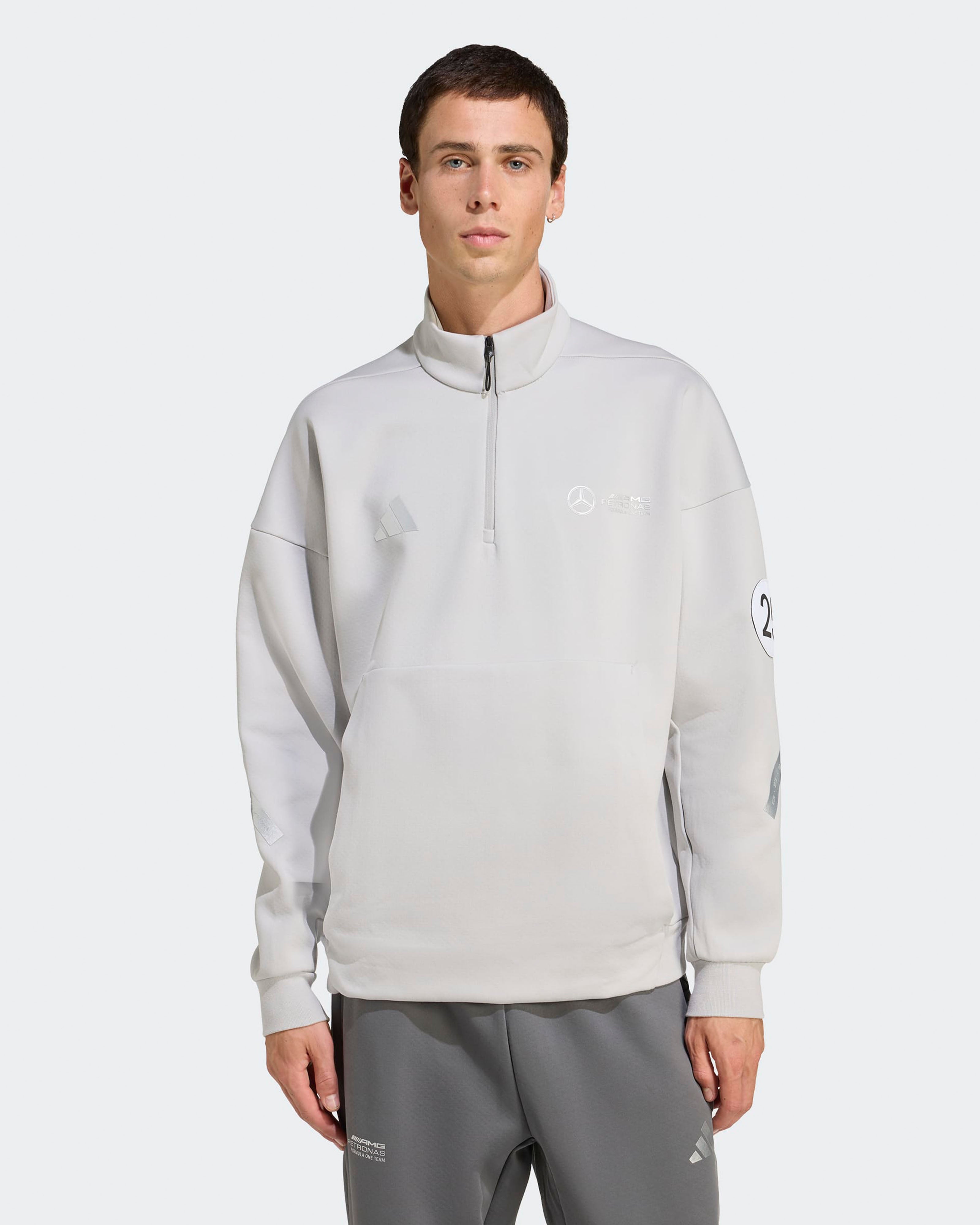 Mens Silver Arrows Quarter Zip Grey