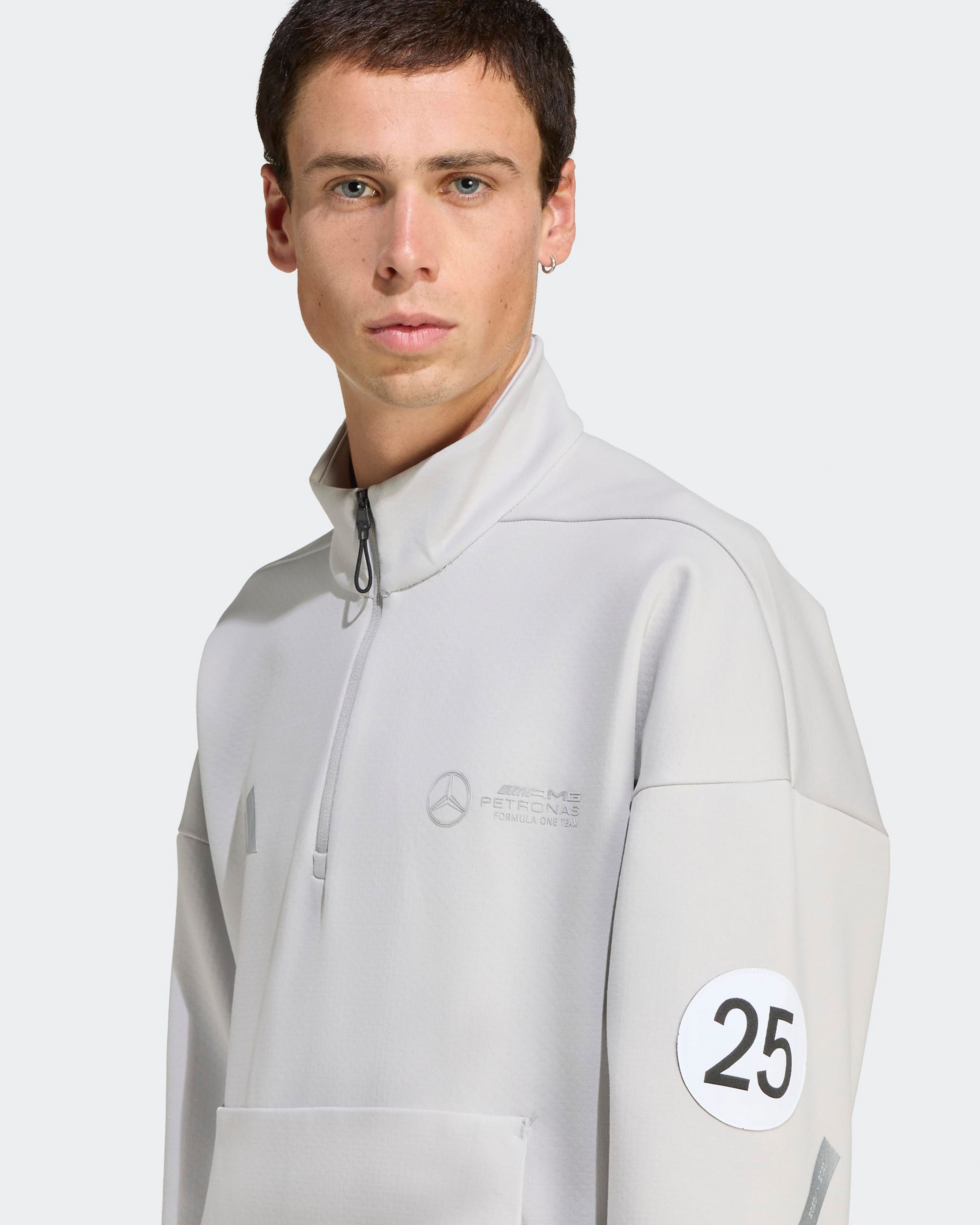Mens Silver Arrows Quarter Zip Grey