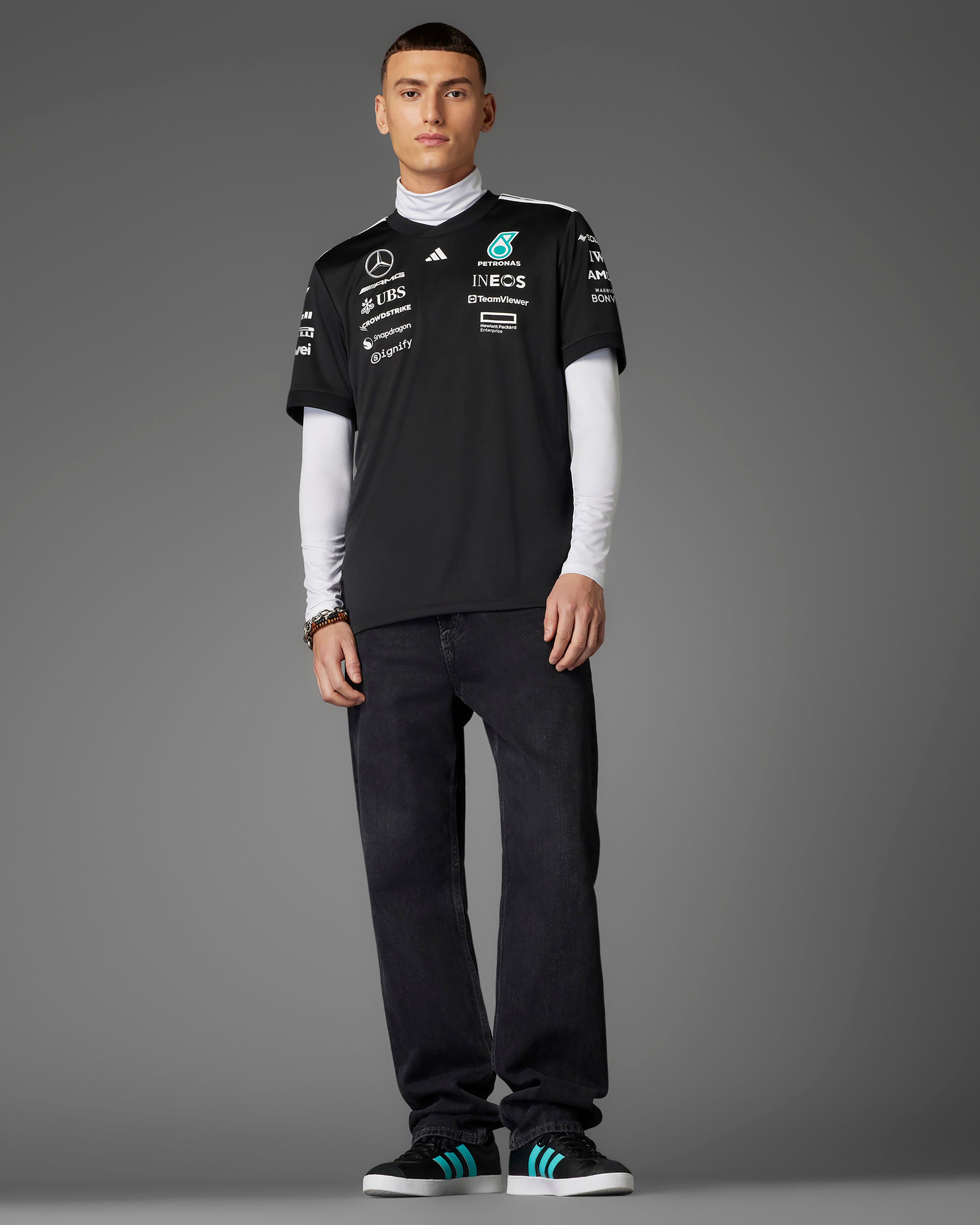Mens 2025 Team Driver Tee Black | Official Mercedes-AMG
