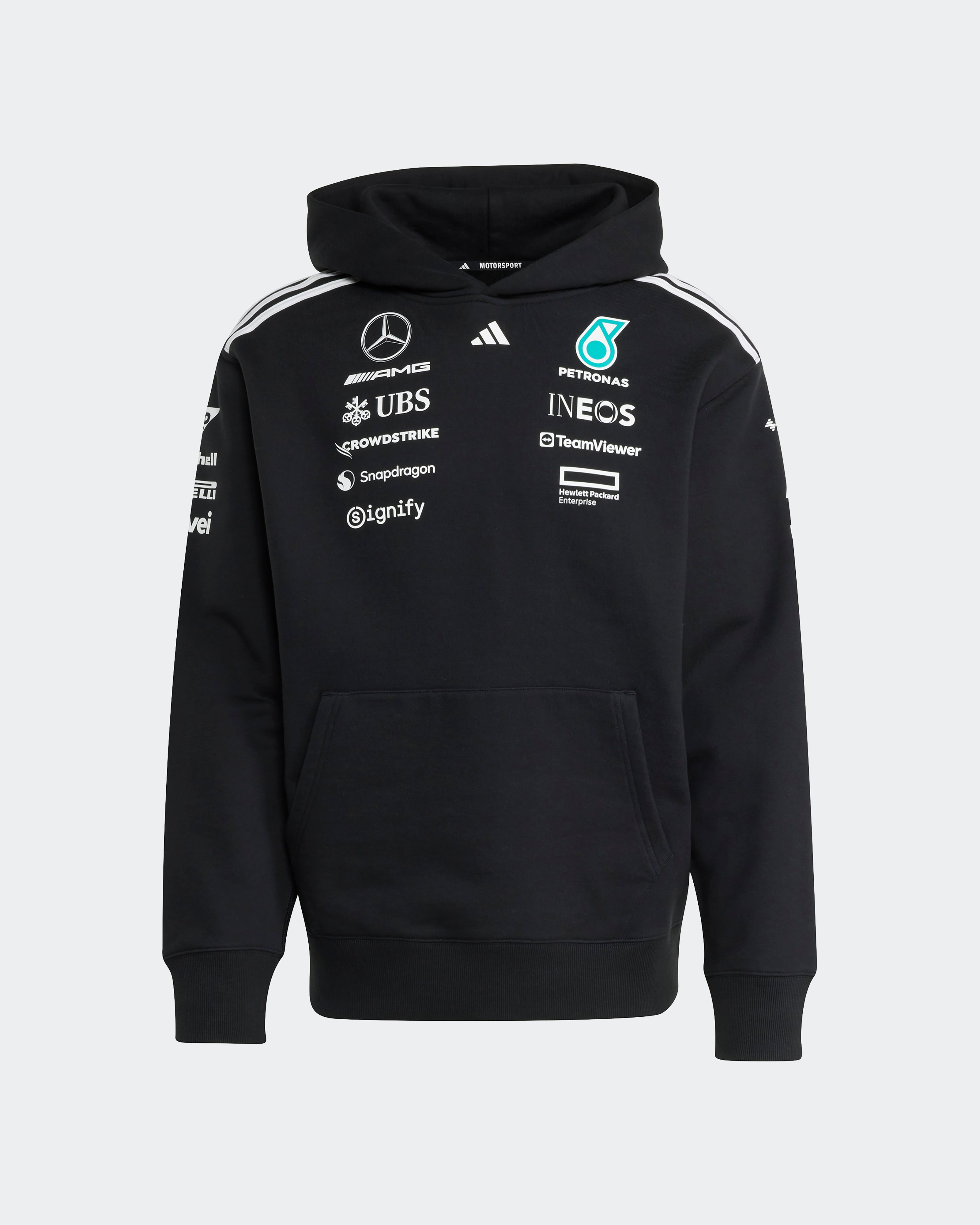 Mens 2025 Team Hoody Black Official Mercedes-AMG PETRONAS F1