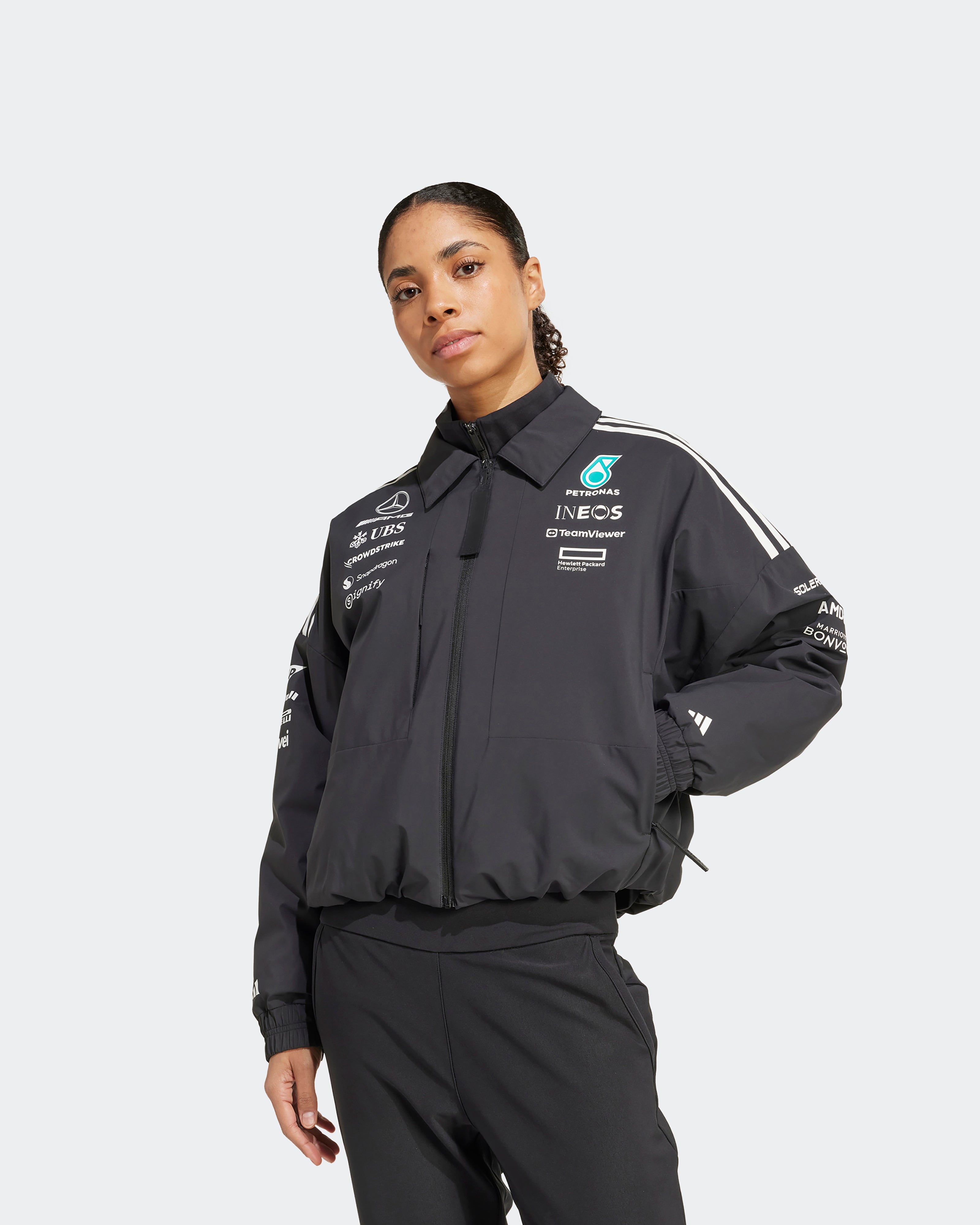Womens 2025 Team Jacket Black | Official Mercedes-AMG PETRONAS F1