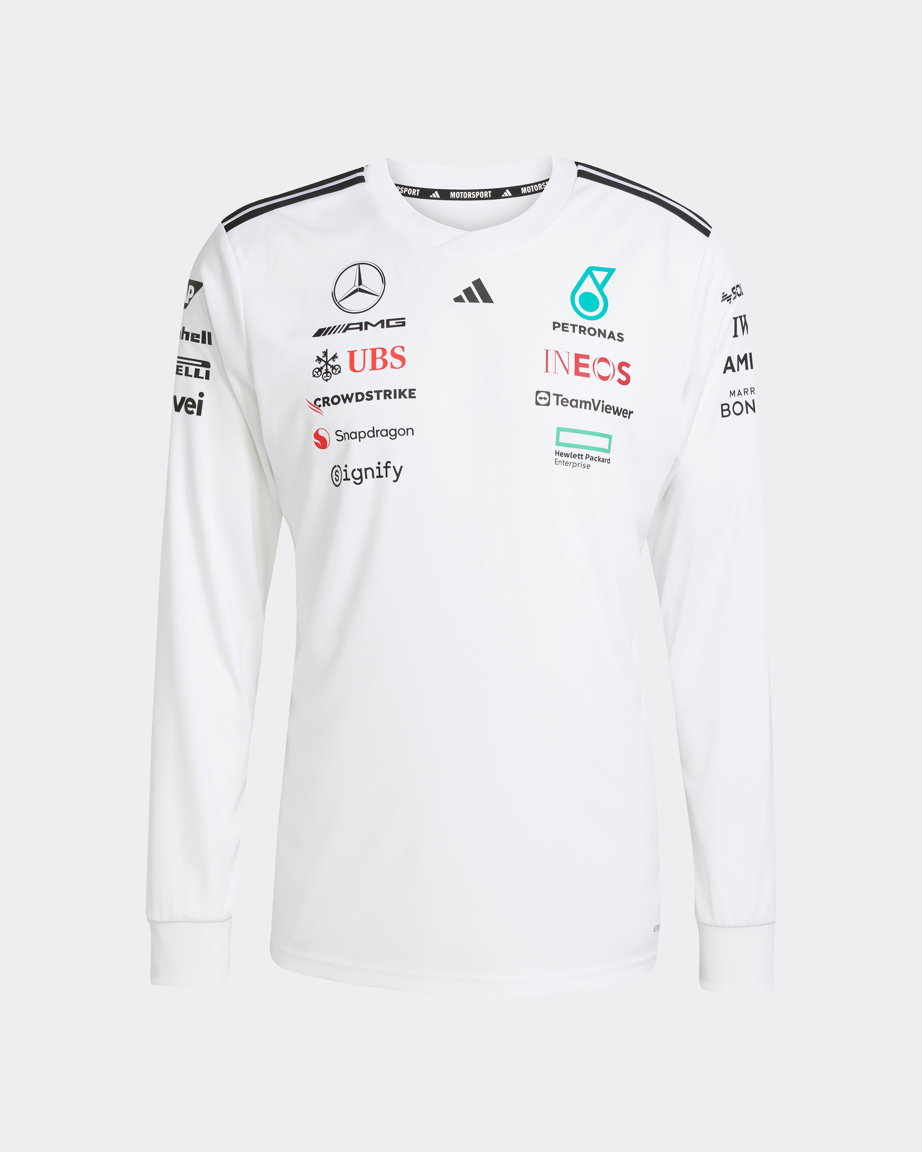 未使用、水通し、2025年Mercedes F1 チームシャツ (Lくらい Mens 2025 Team Long Sleeve Driver Tee White | Official Mercedes