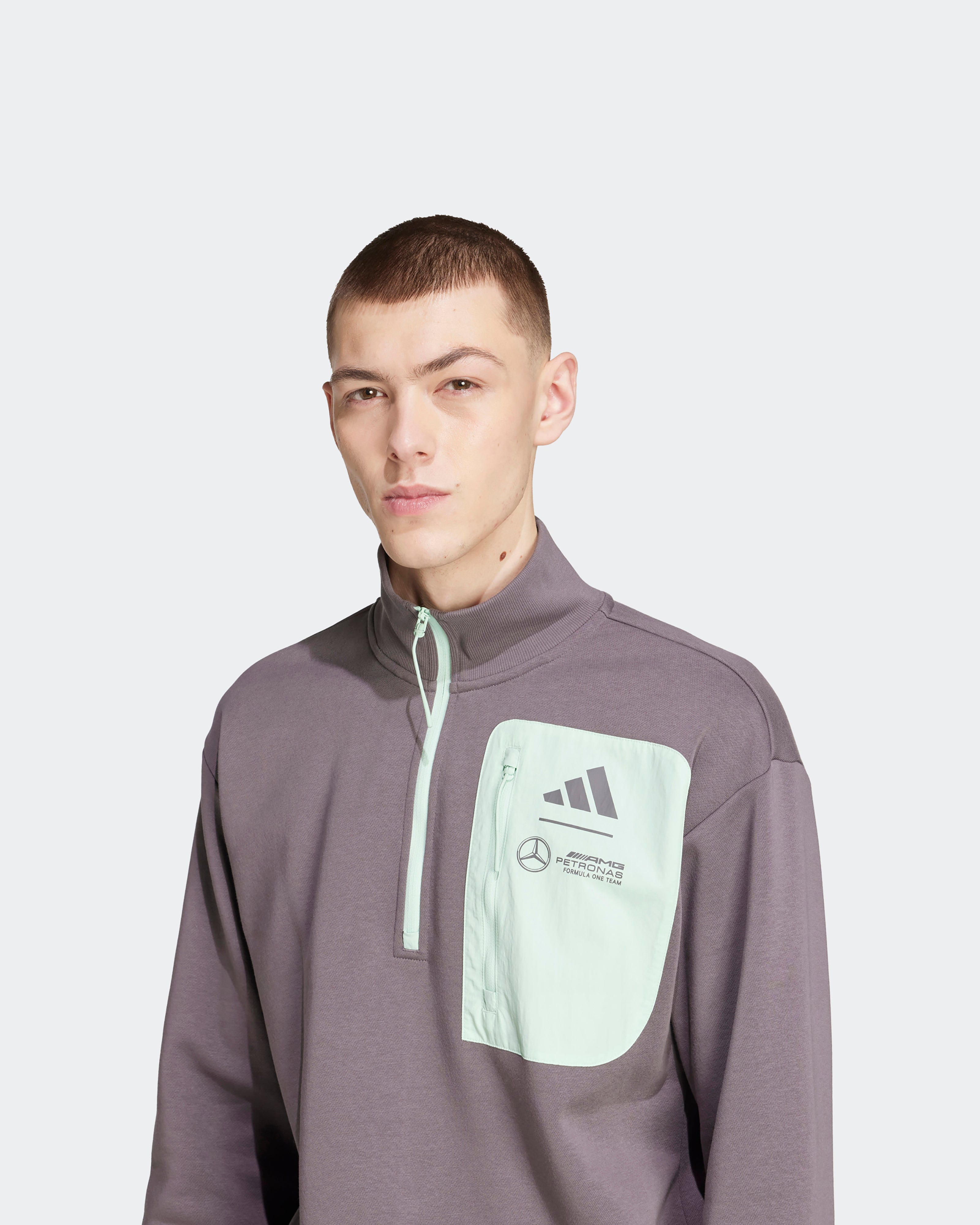 Mens Premium Woven Fleece Top Grey | Official Mercedes-AMG