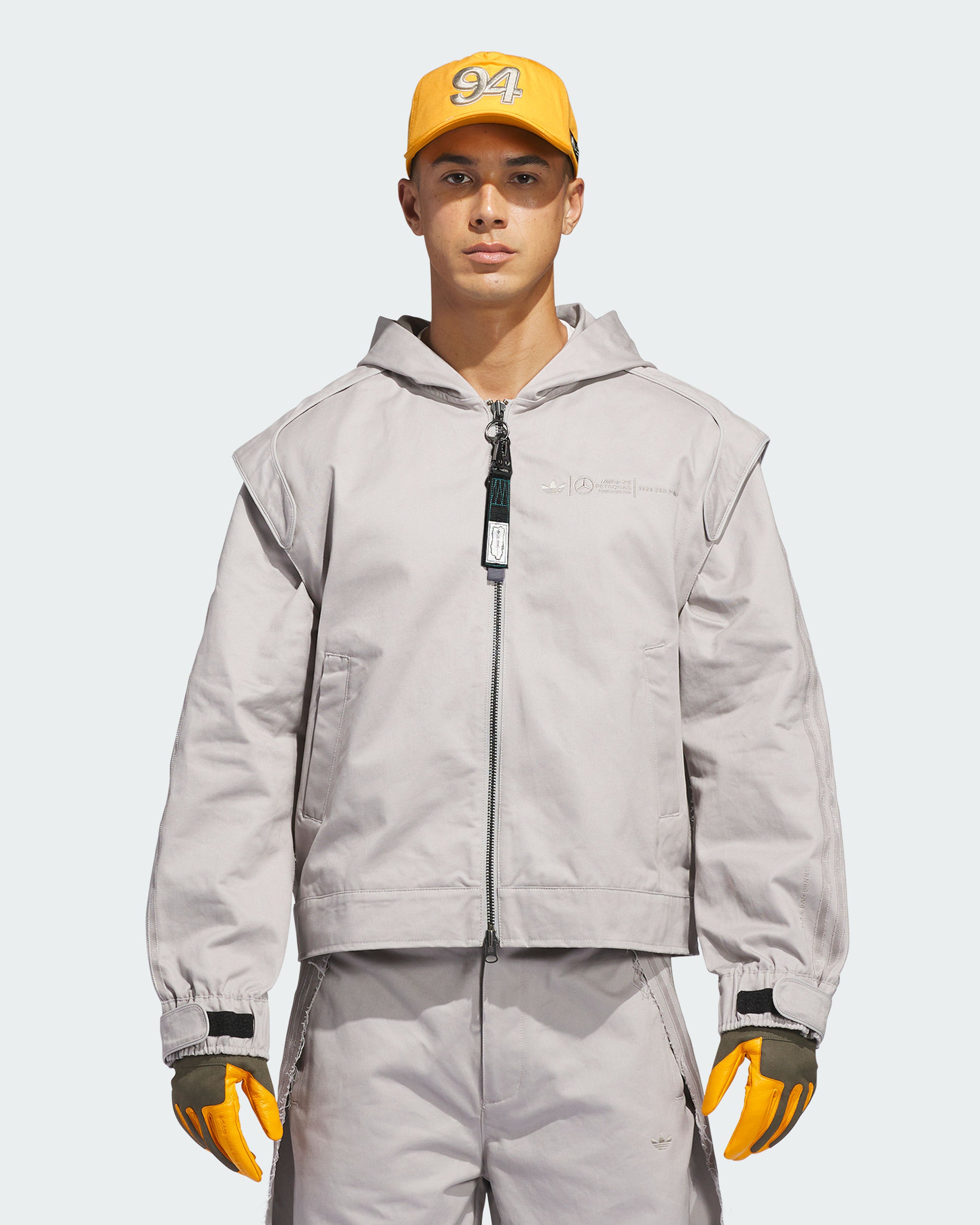 adidas para Bad Bunny x Mercedes-AMG F1 Racing Zip Up Track Top with Balaclava Grey