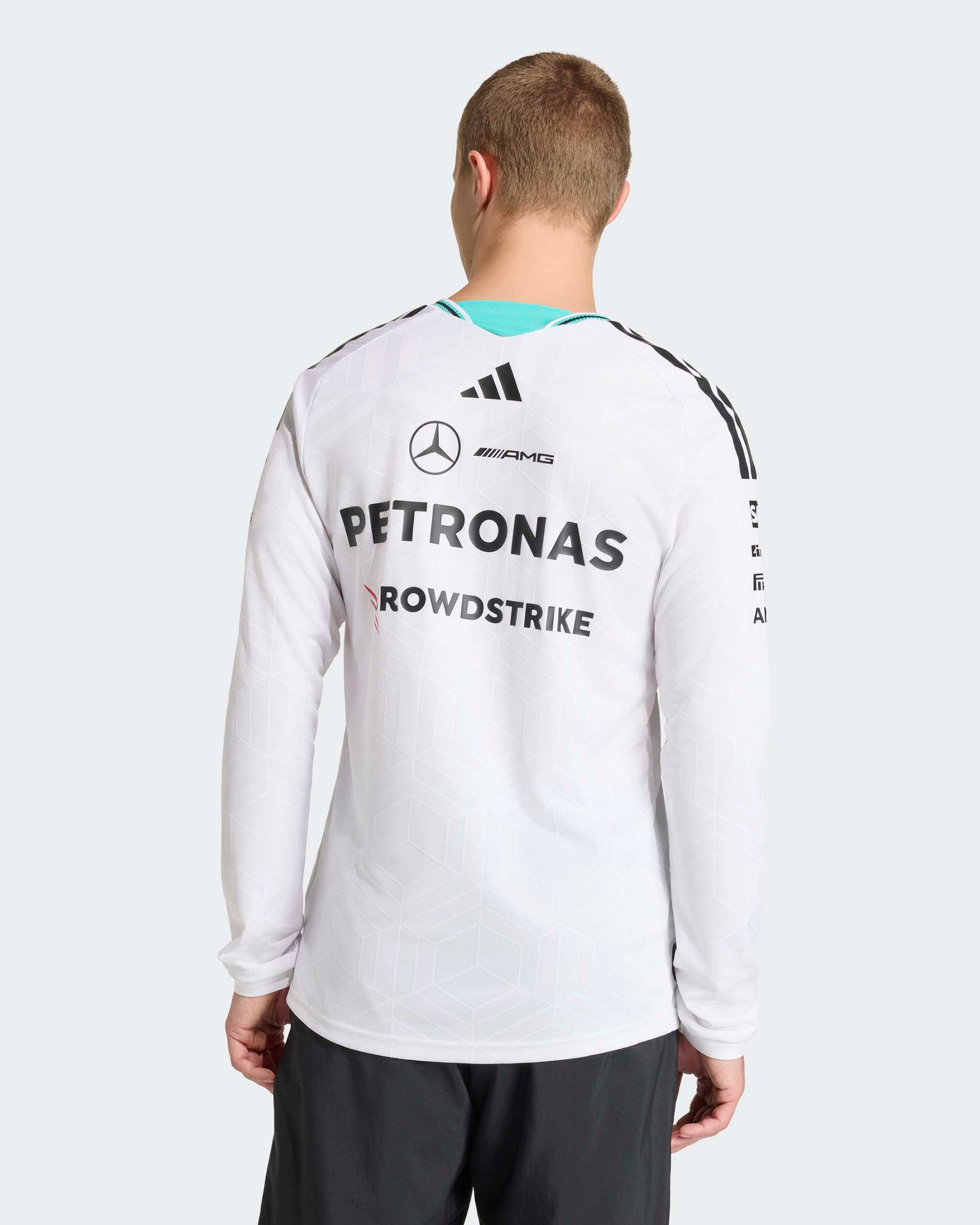 Mens 2026 Authentic Long-Sleeve Driver Tee White | Mercedes-AMG
