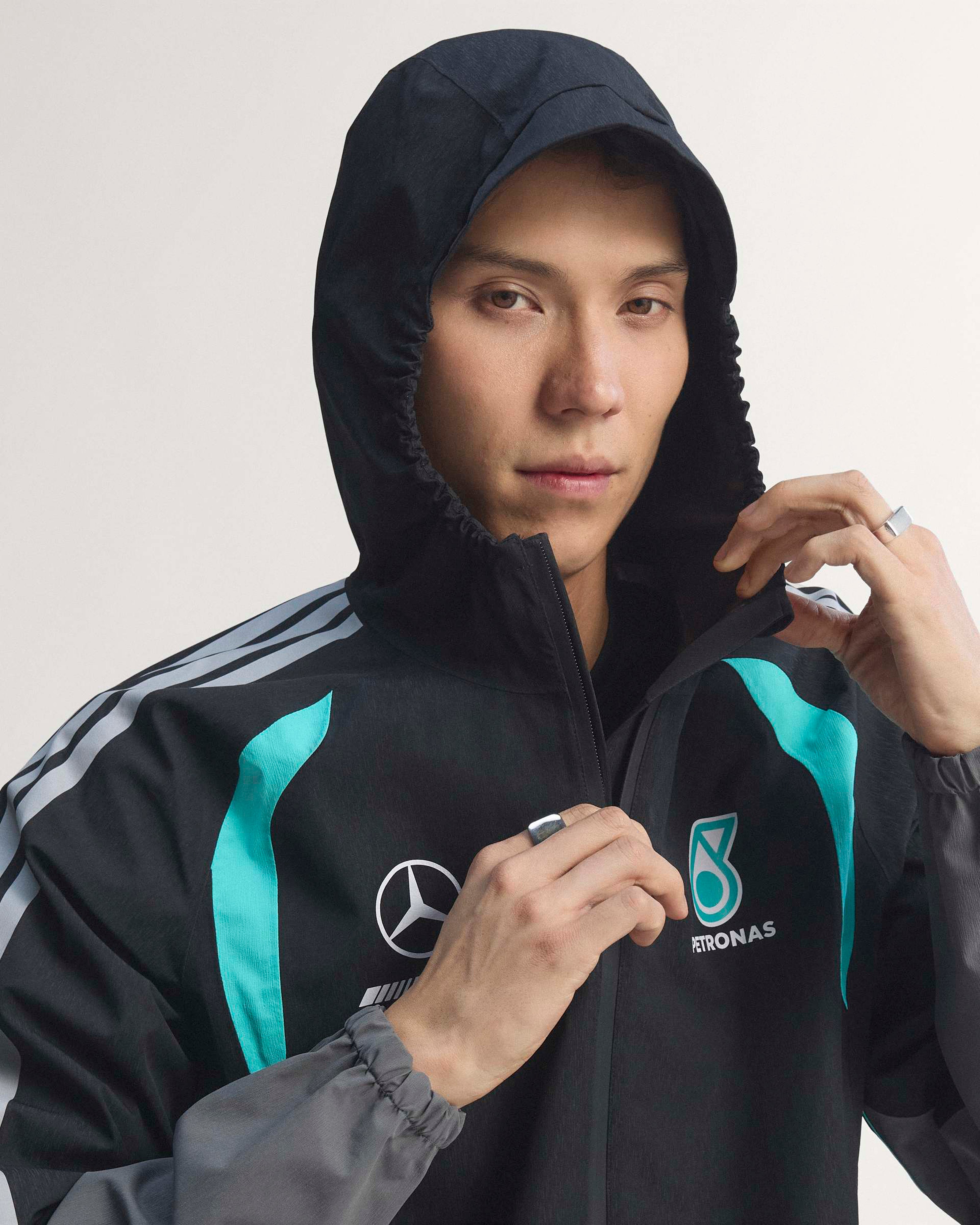 Men's 2026 Mechanics Rain Jacket Black | Mercedes-AMG PETRONAS F1