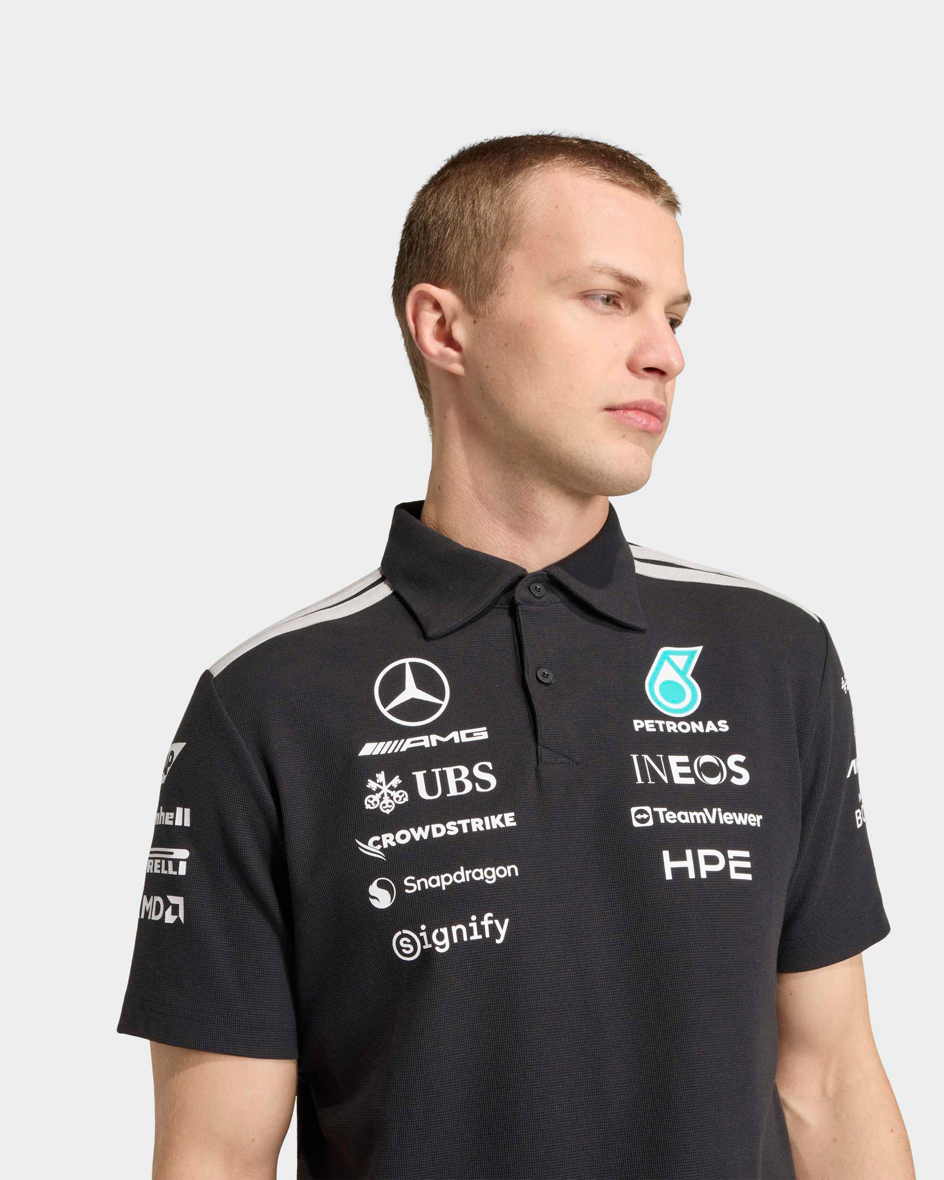 Men's 2026 Team Polo Shirt - Black | Mercedes-AMG Petronas F1