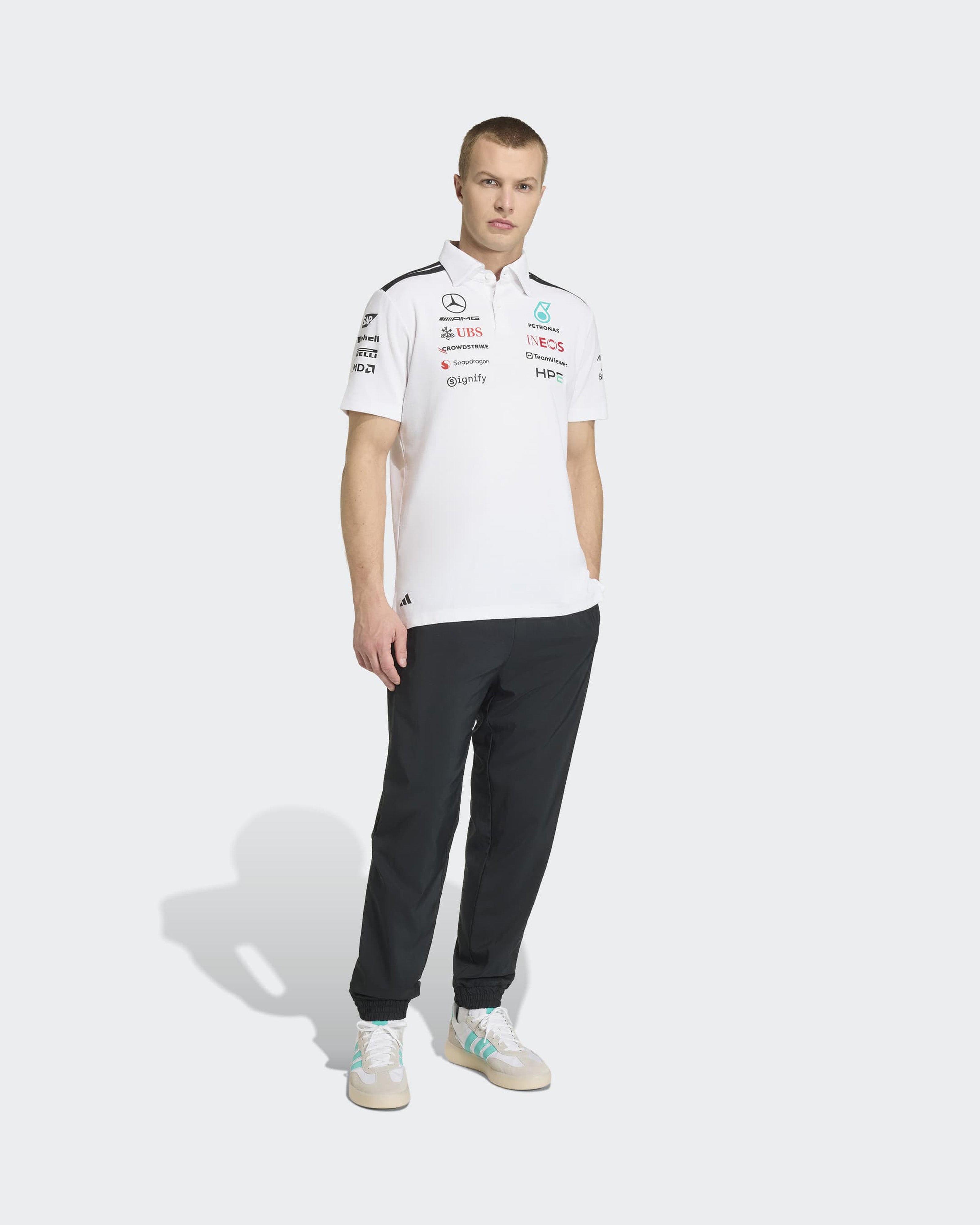 Official Men's 2026 Team Polo Shirt - White | Mercedes-AMG Official Men's 2026 Team Polo Shirt - White | Mercedes-AMG