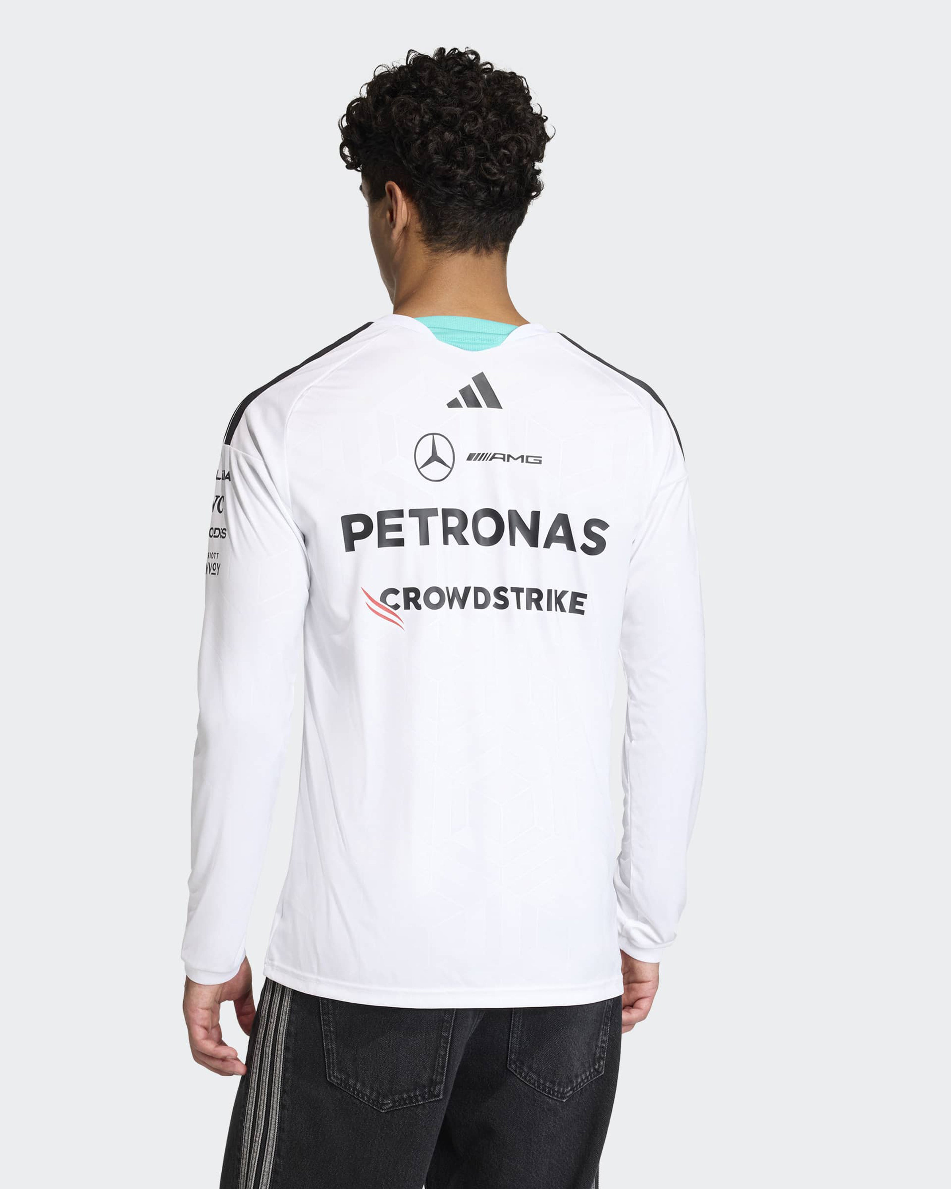 Men's 2026 Team Long-Sleeve Driver Tee White | Mercedes-AMG