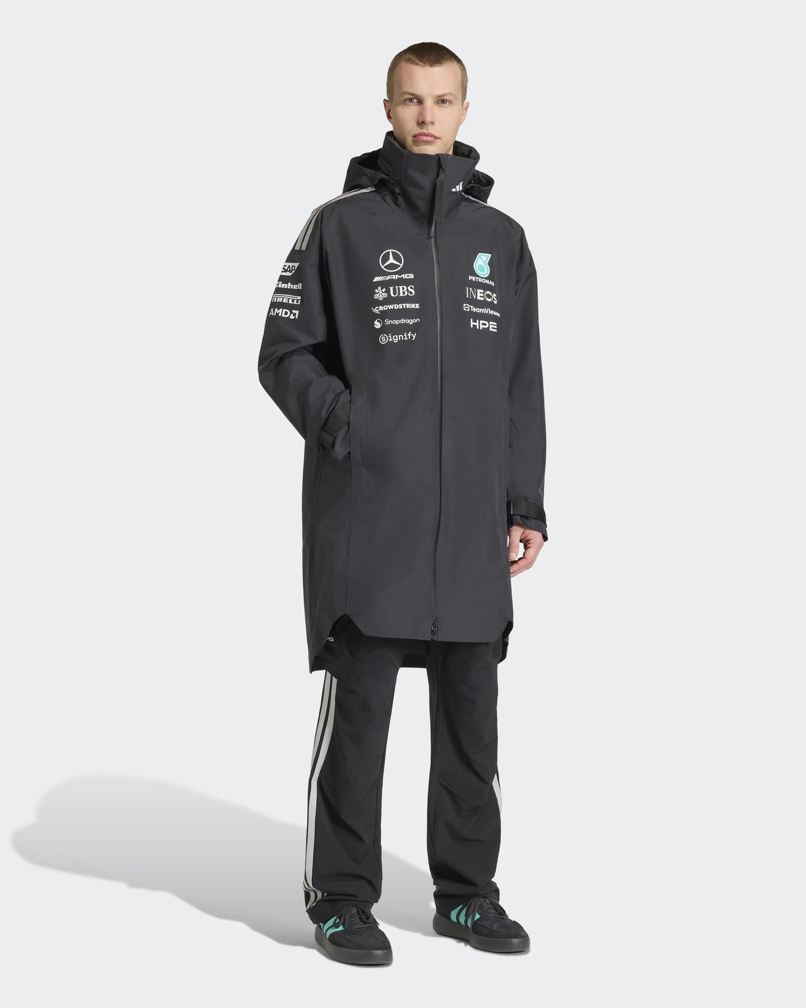 Men's 2026 Team Rain Parka - Black | Mercedes-AMG PETRONAS F1 Team