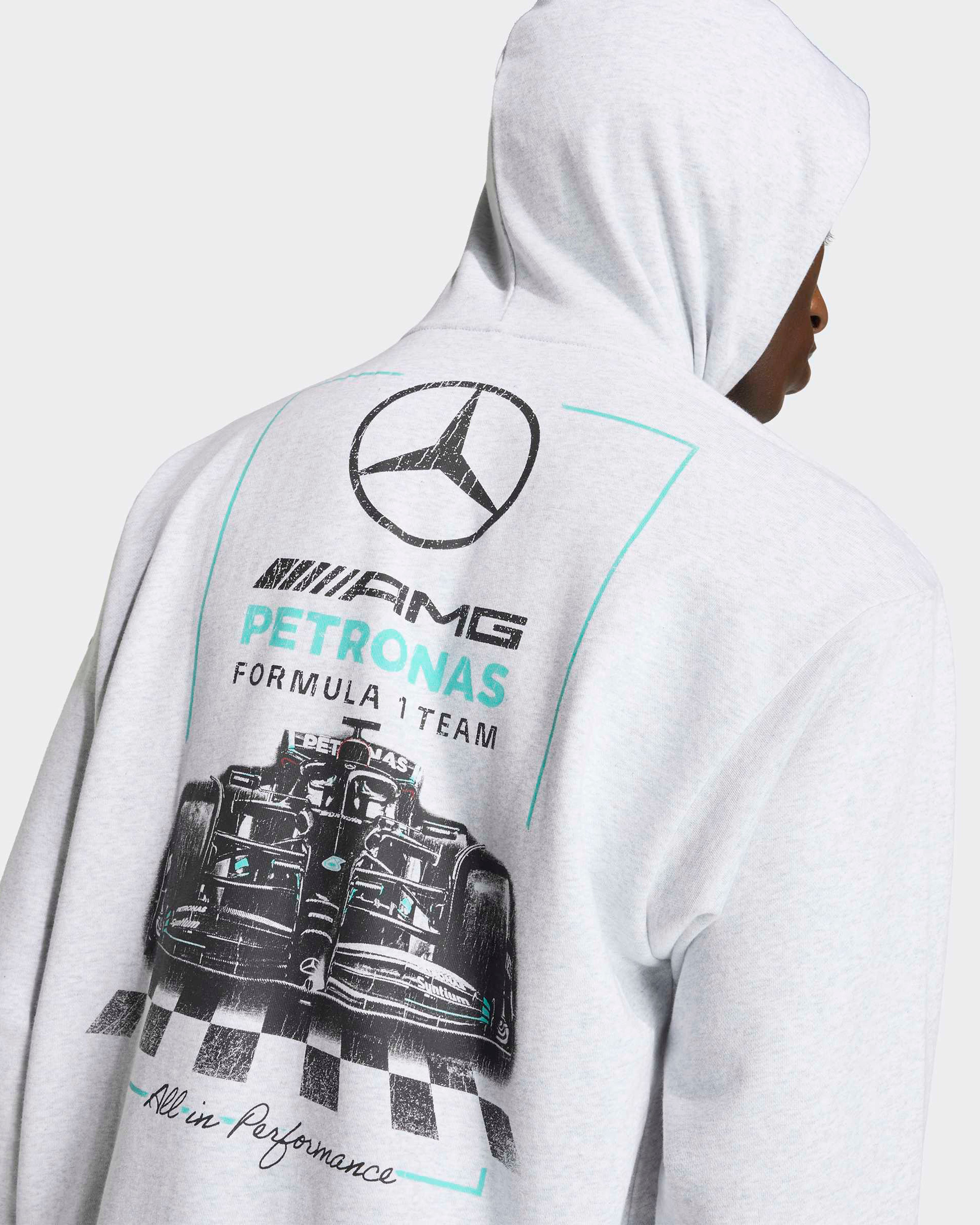 Mens Graphic Race Hoody Grey