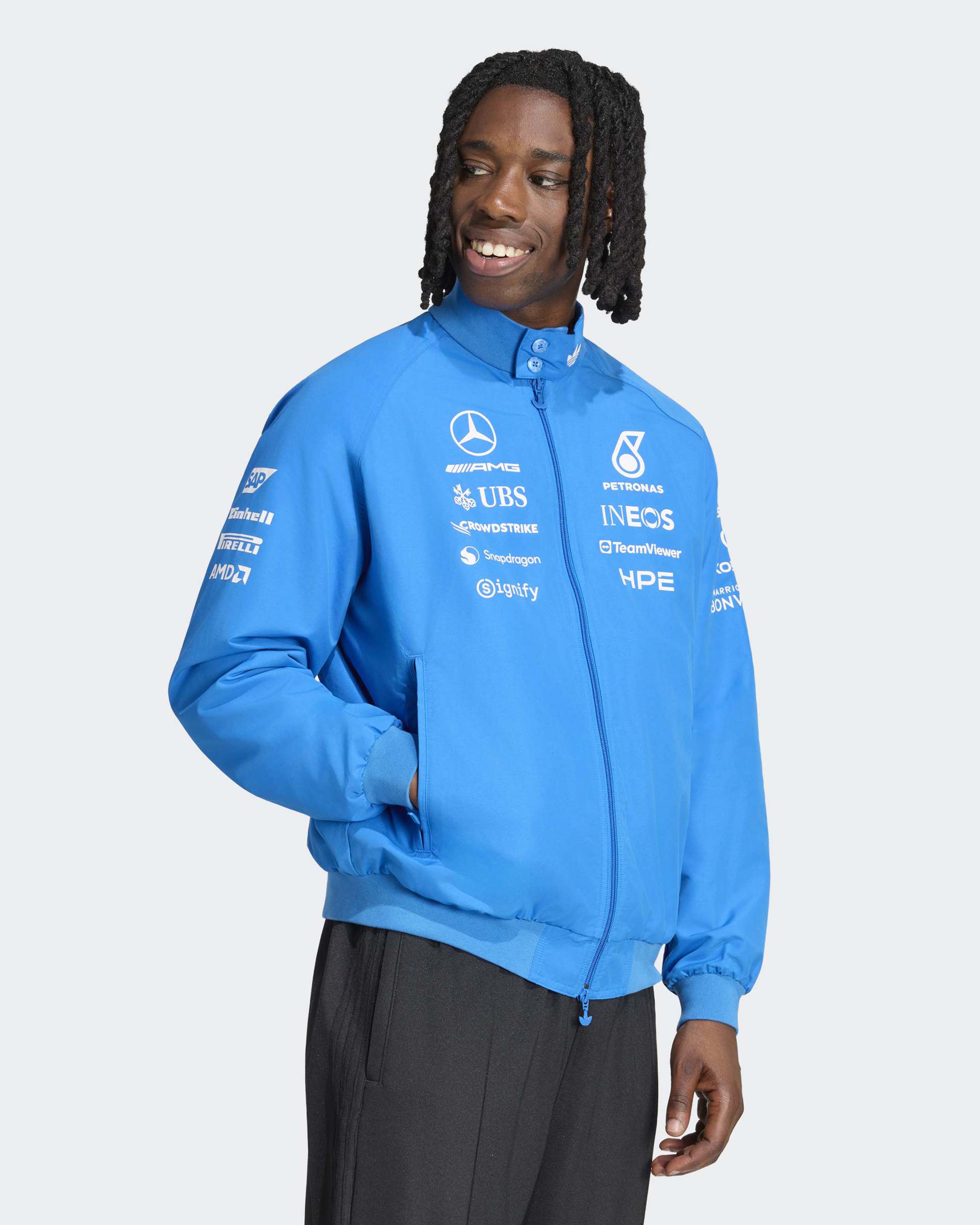 Mercedes-AMG PETRONAS F1 Team Men's Blue Wonder Harrington Jacket