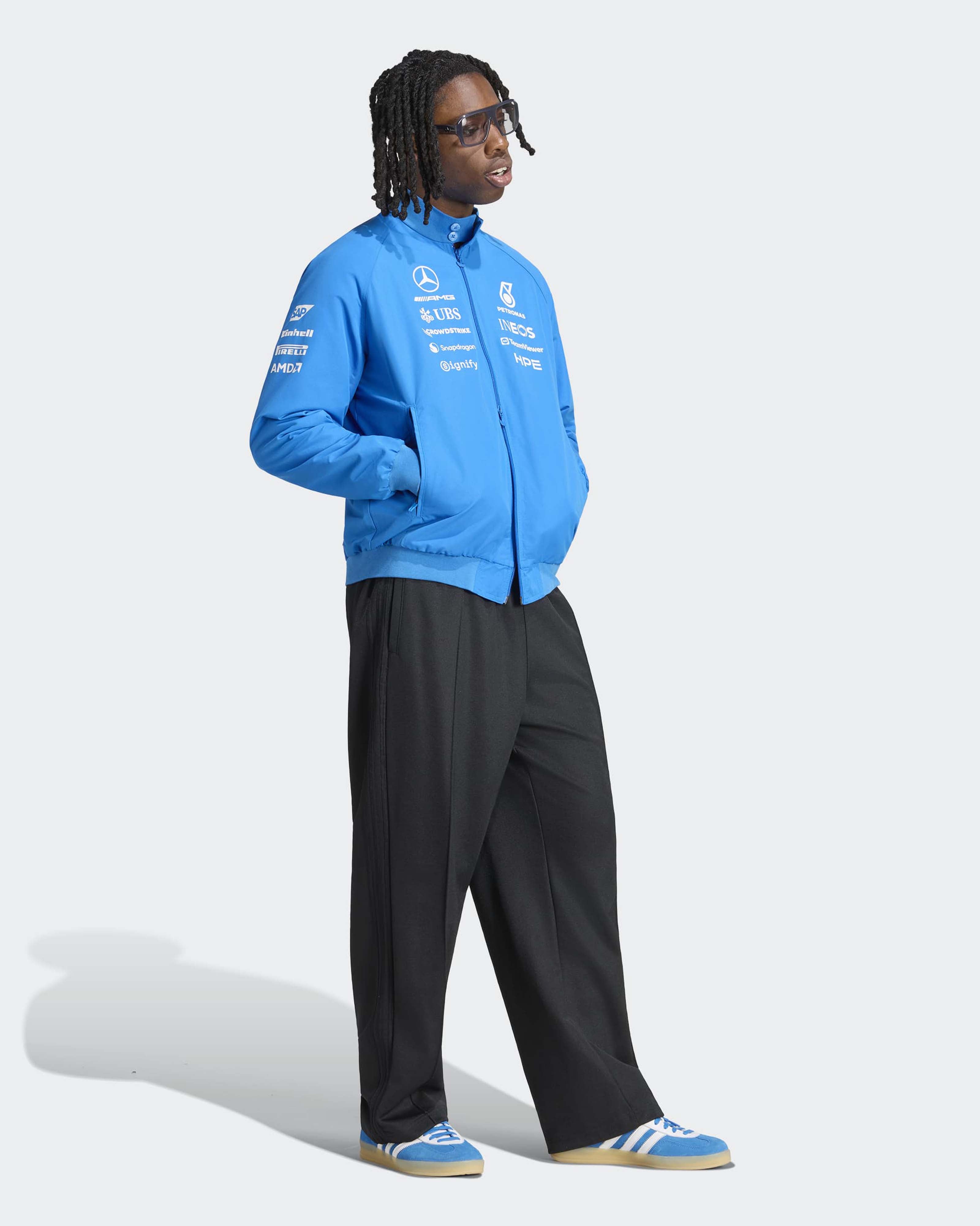 Mercedes-AMG PETRONAS F1 Team Men's Blue Wonder Harrington Jacket