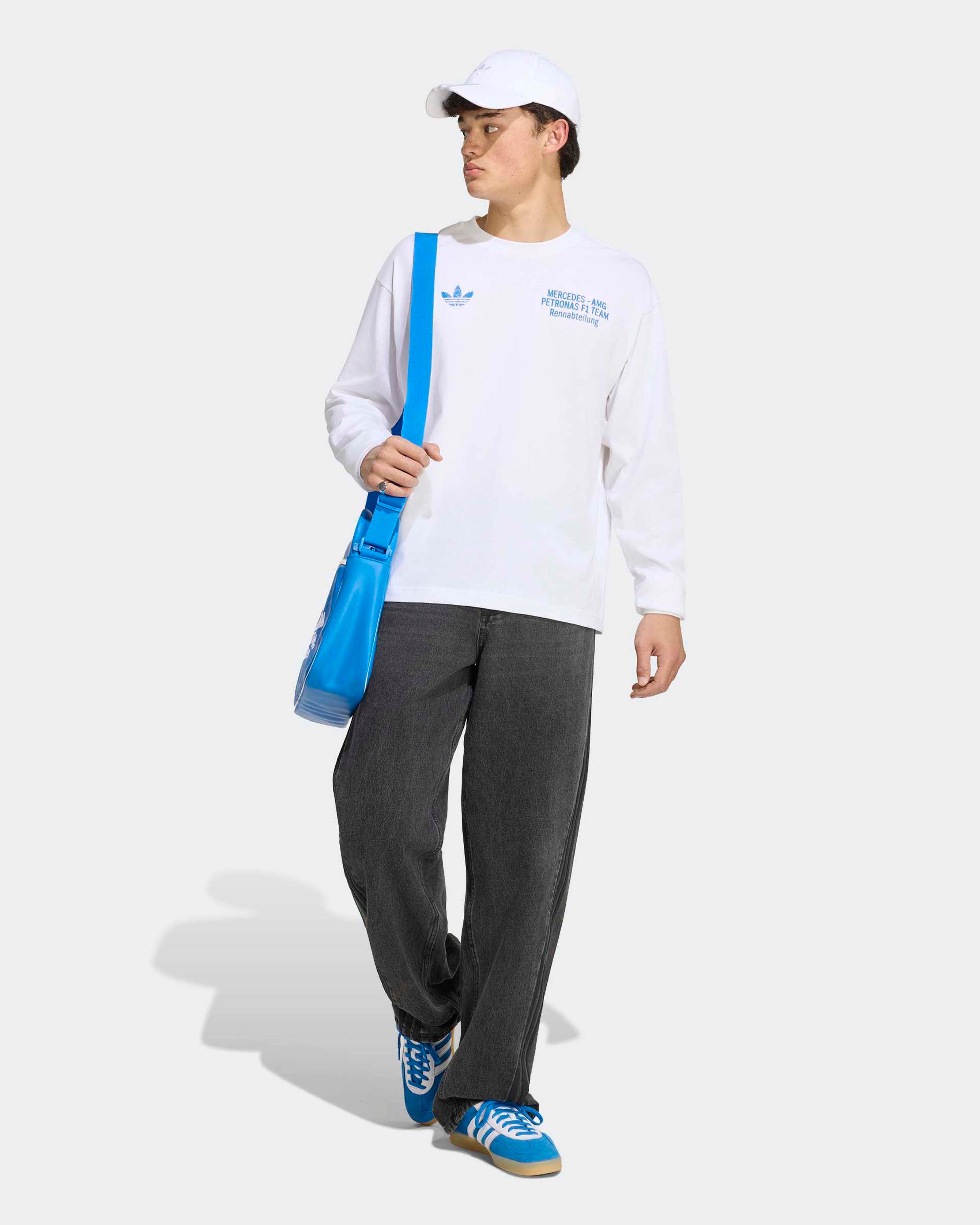 Mens Blue Wonder Longsleeve T-shirt White