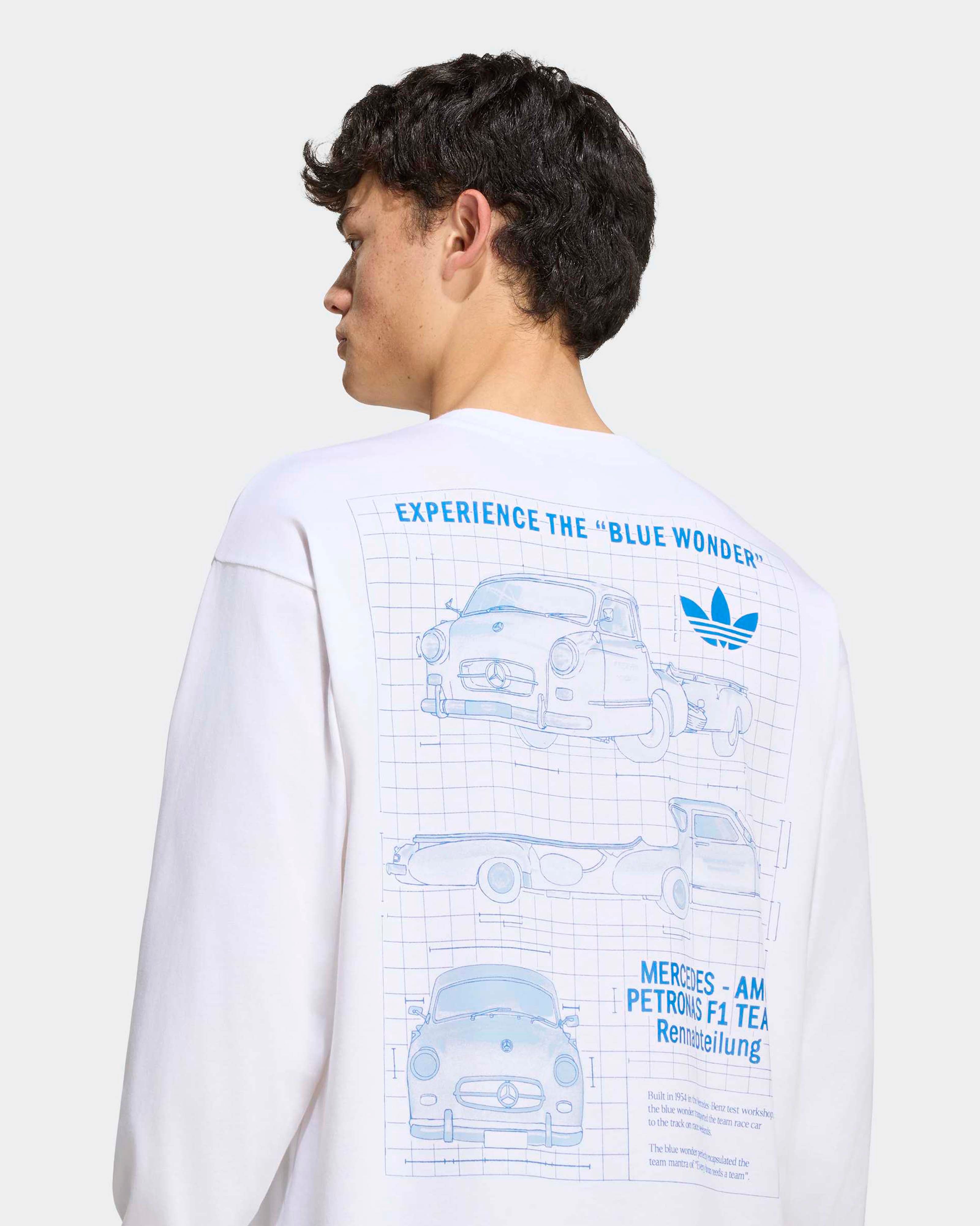 Mens Blue Wonder Longsleeve T-shirt White