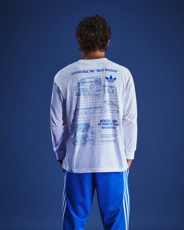 Mens Blue Wonder Longsleeve T-shirt White