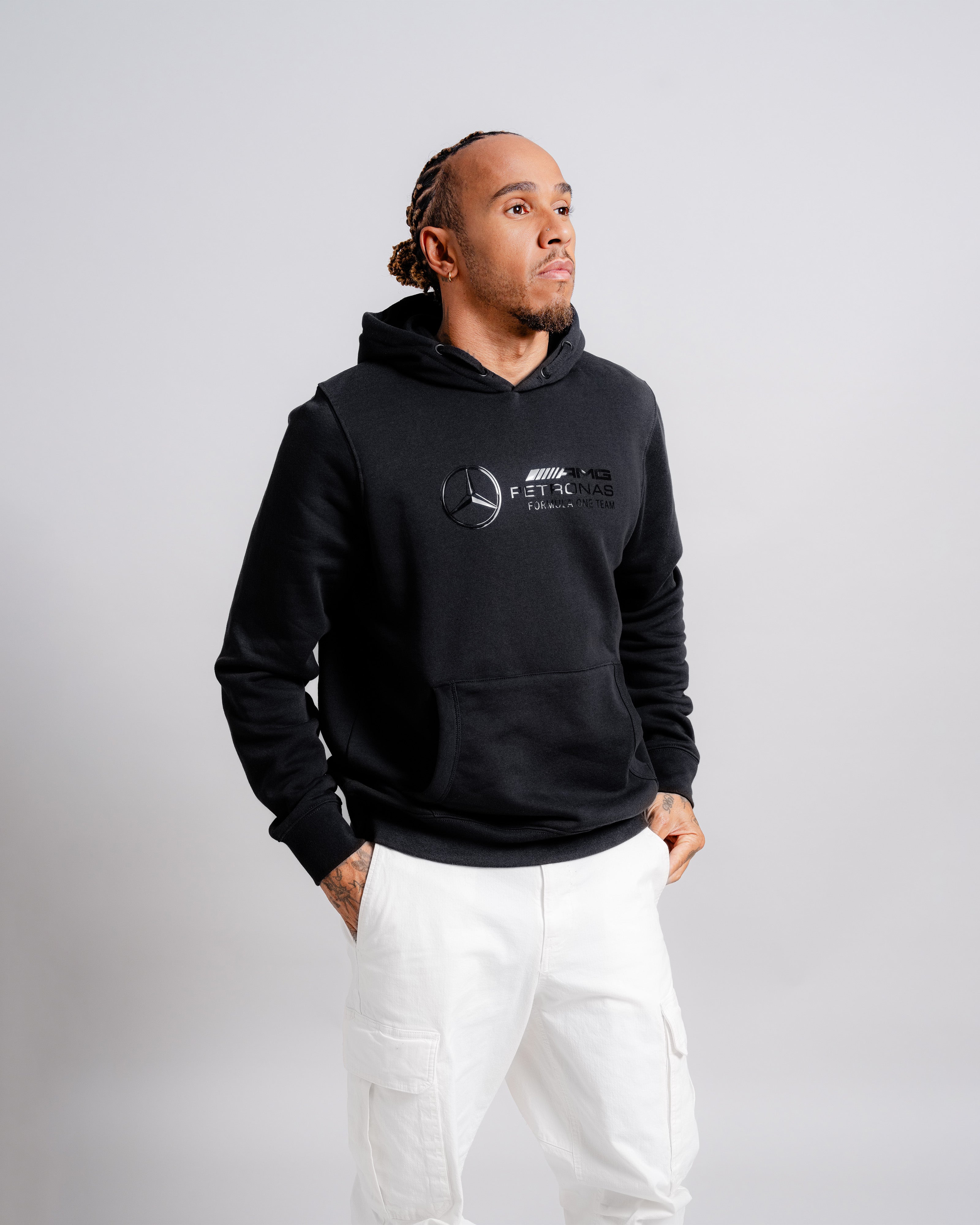 Mens Stealth Logo Hooded Sweat Black | Official Mercedes-AMG