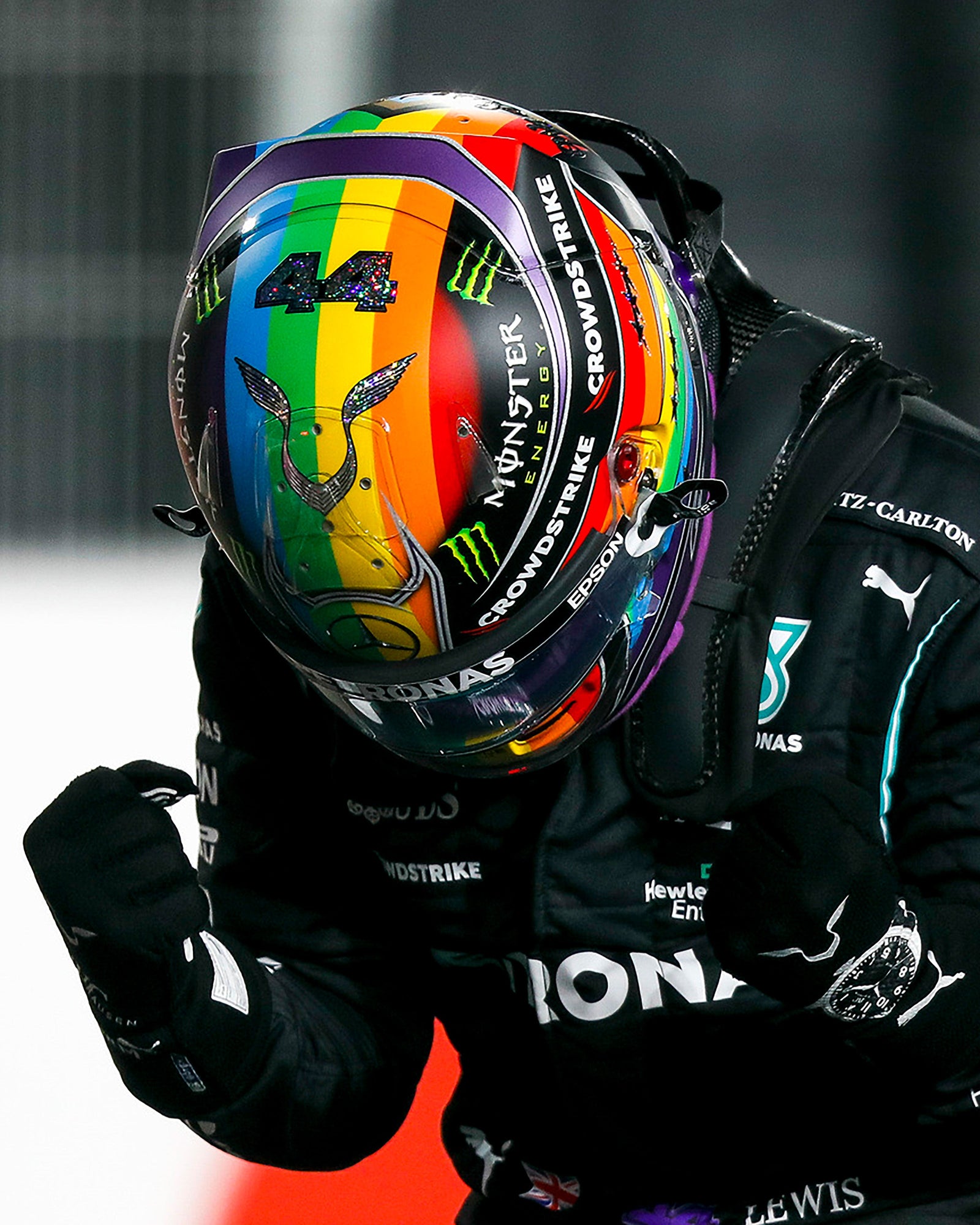 Lewis Hamilton Qatar 2021 Mini Bell Helmet Replica 1:2