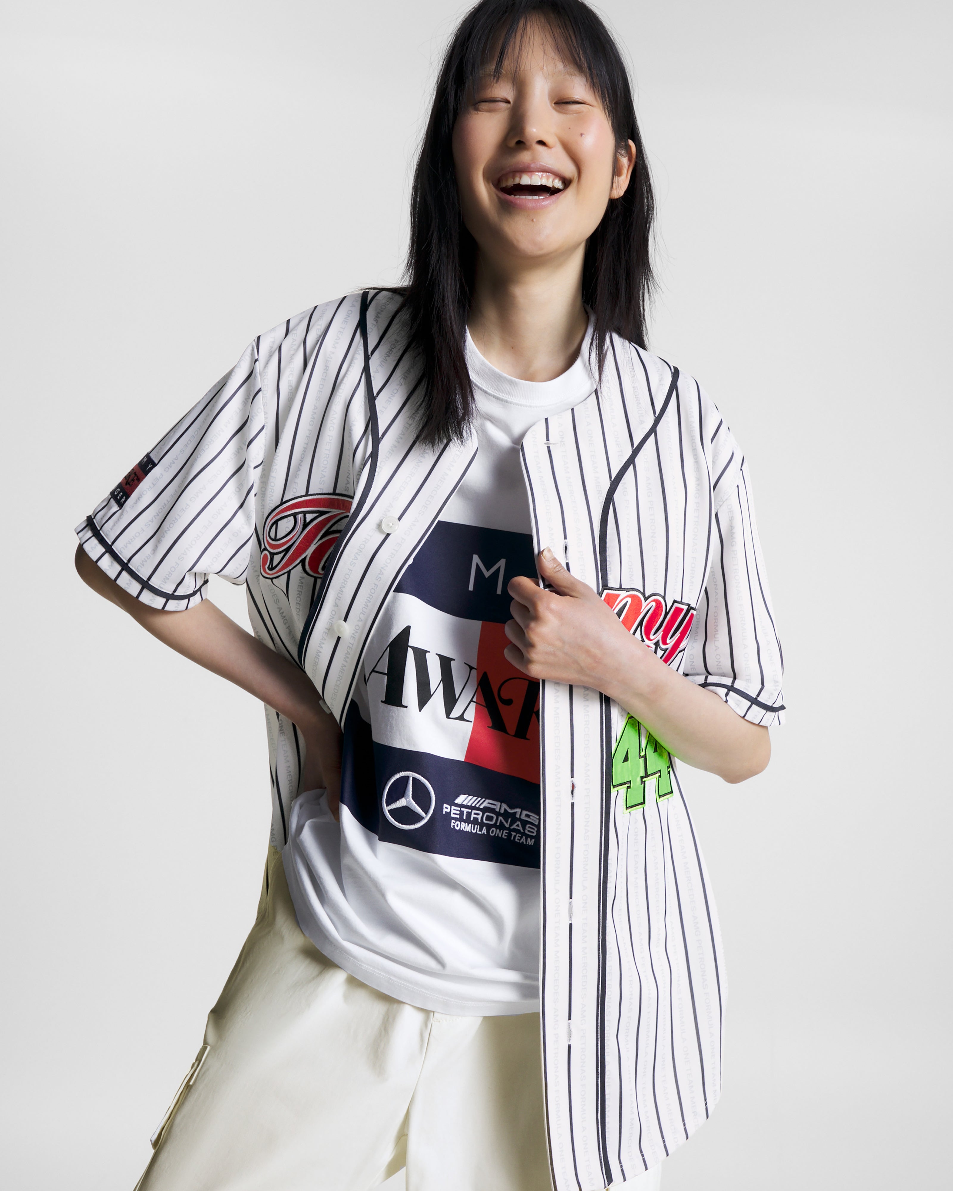 Tommy x Mercedes-AMG F1 x Awake NY Baseball Jersey White/Desert 44