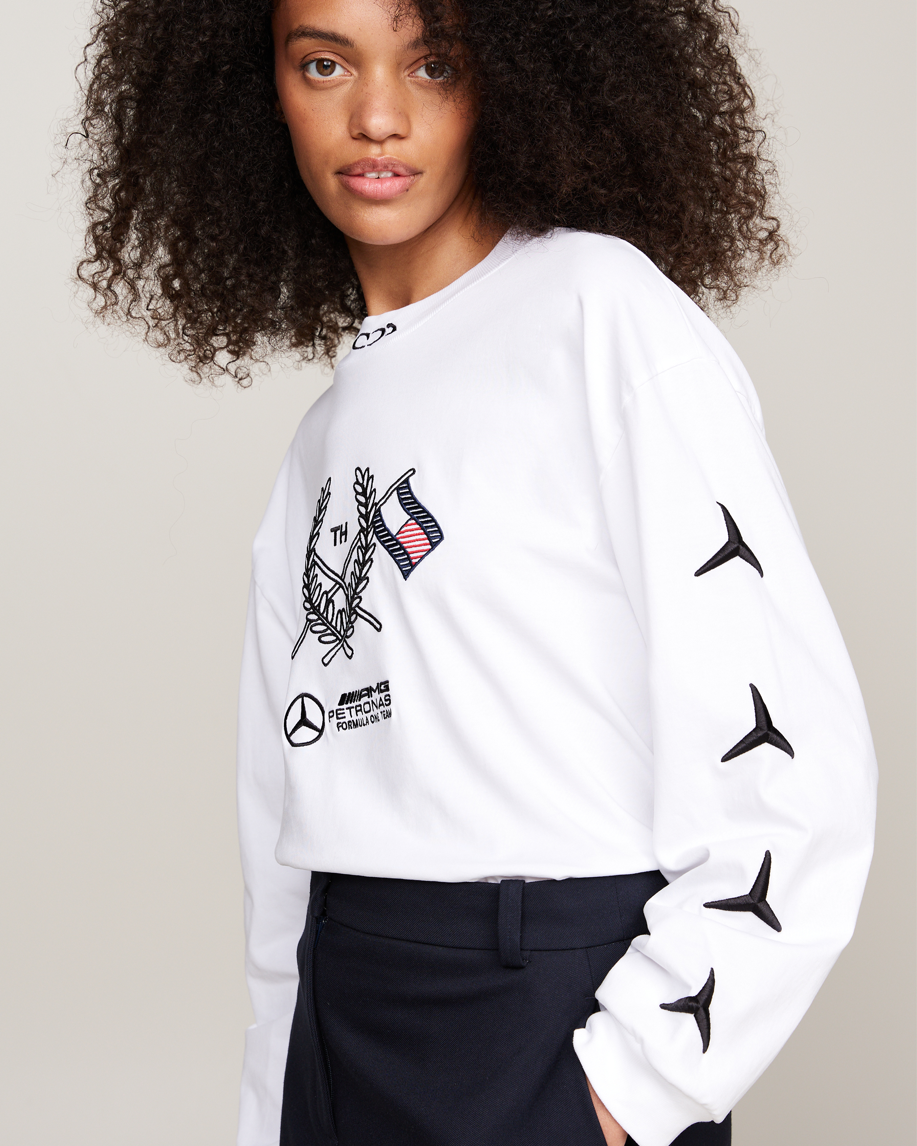 Tommy x Mercedes-AMG F1 x Clarence Ruth Longsleeve Tee White