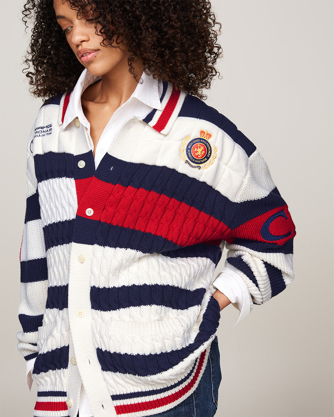 Tommy x Mercedes-AMG F1 x Clarence Ruth Rugby Cardigan