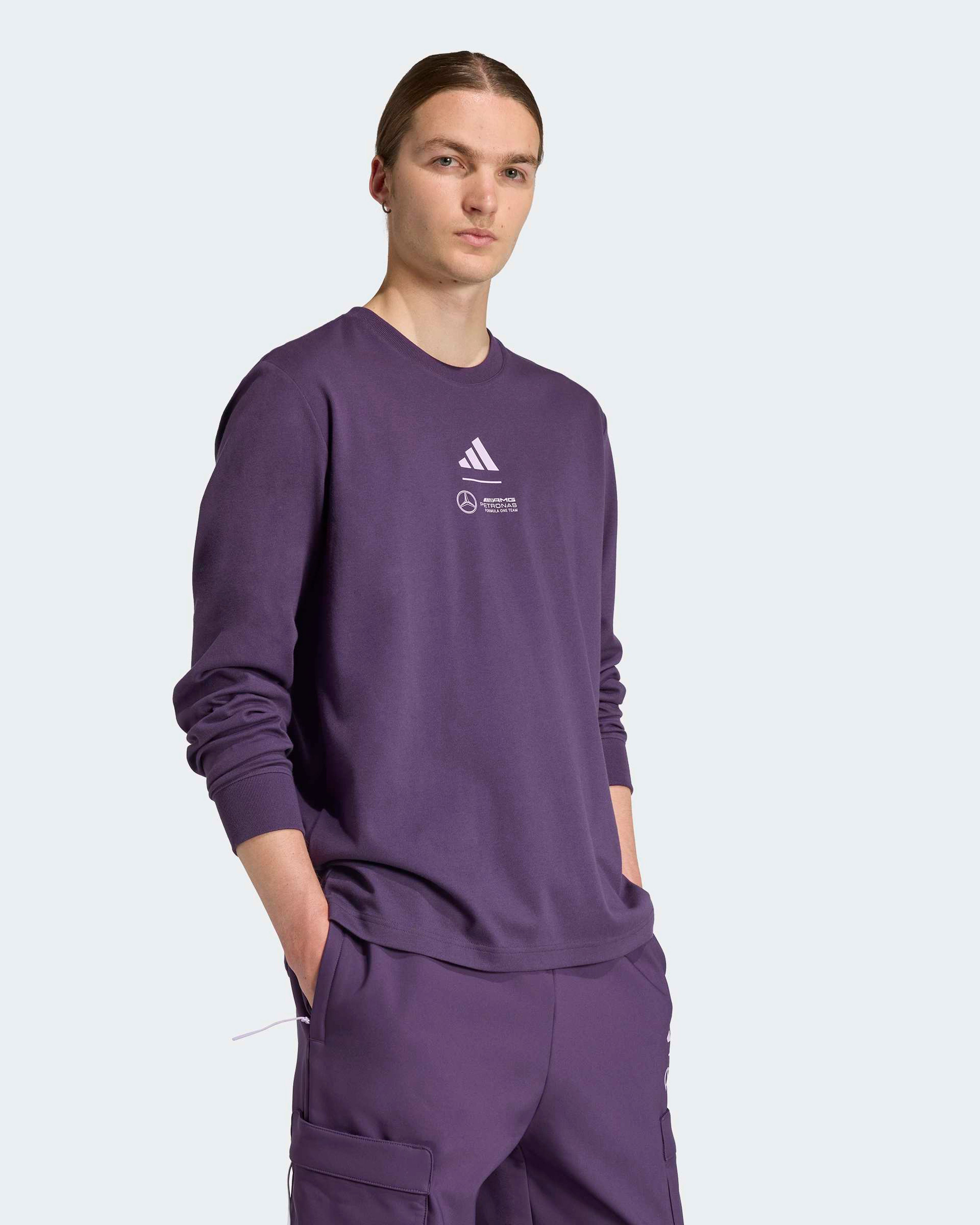 Mens Premium Woven Long Sleeve T-shirt Dark Purple