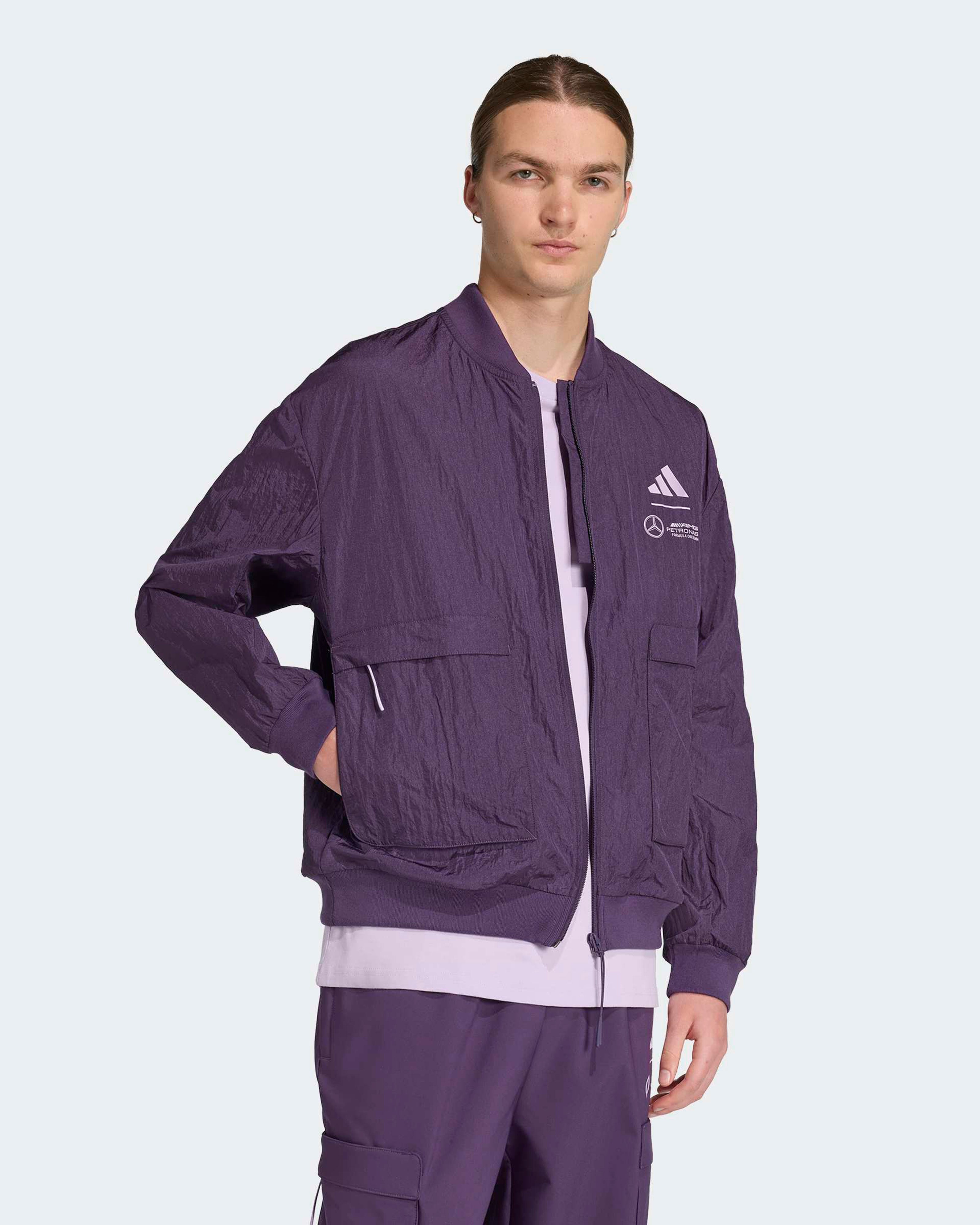 Mens Premium Woven Bomber Jacket Purple