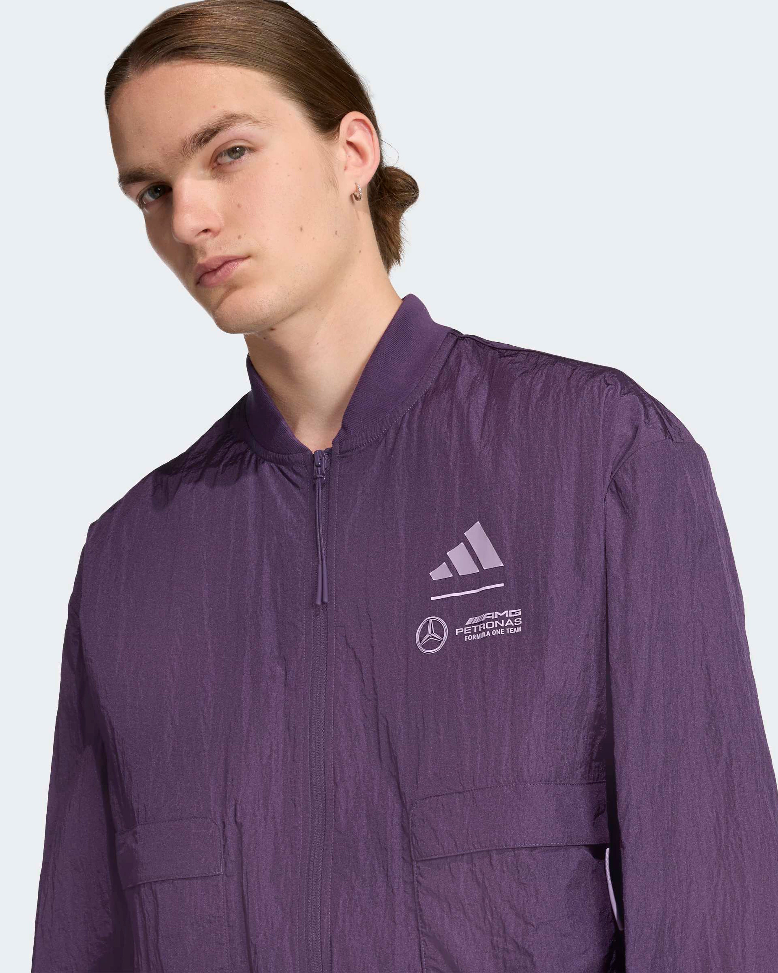 Mens Premium Woven Bomber Jacket Purple