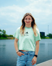 Womens Premium Woven Crop T-Shirt Green