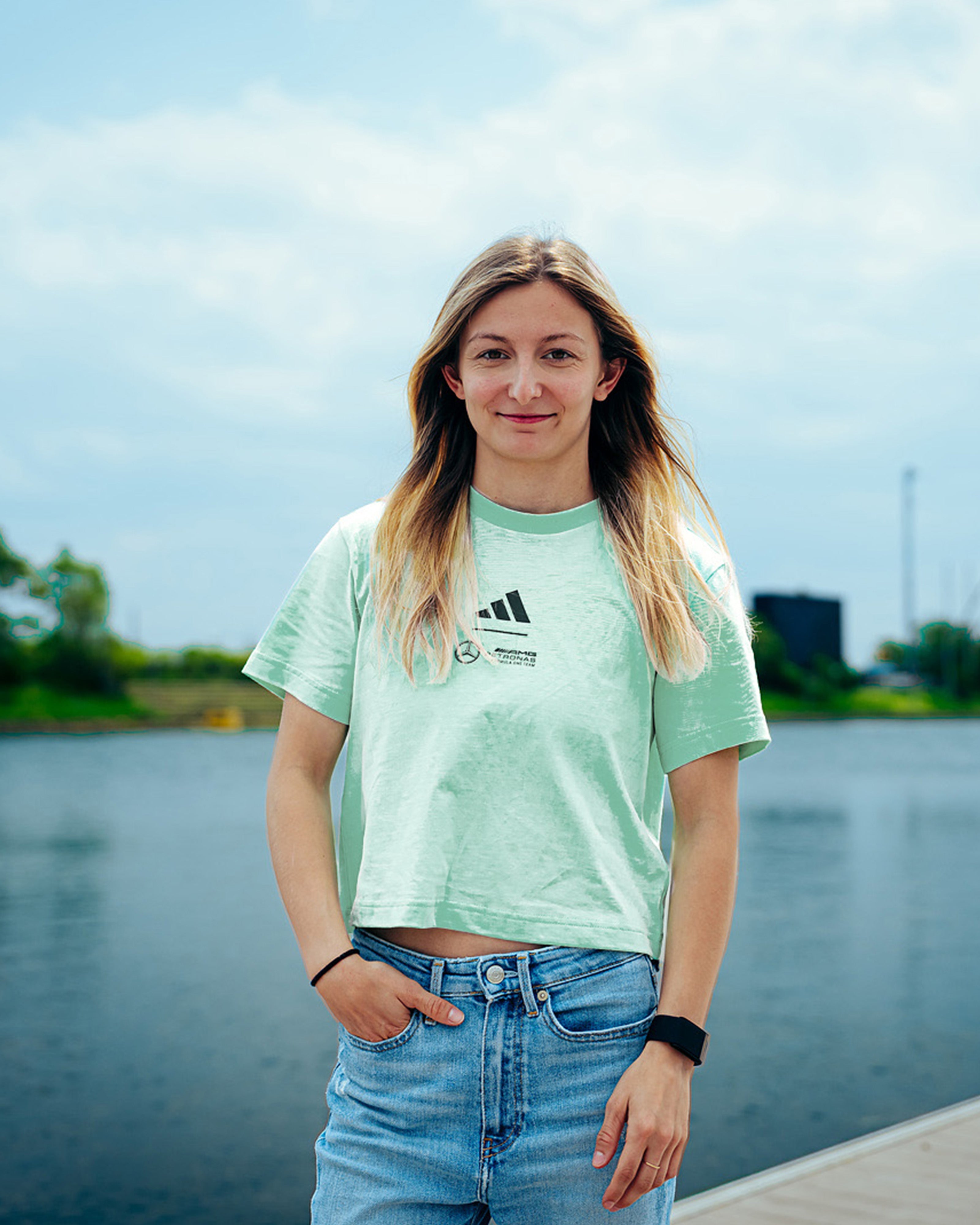 Womens Premium Woven Crop T-Shirt Green